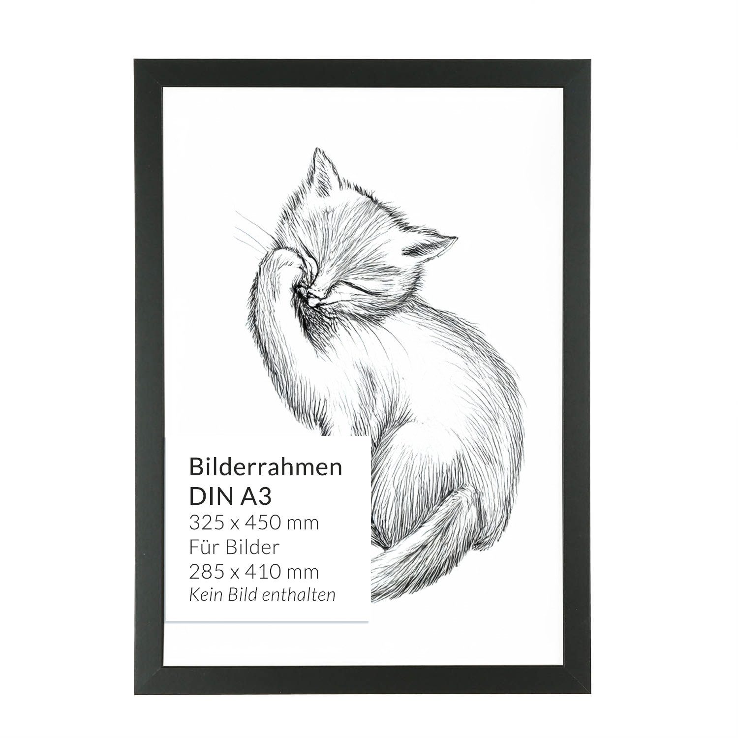 Licht-Erlebnisse Bilderrahmen BILDERRAHMEN, DIN A3 Schwarz 45 x 32,5 cm bruchsicher Holz Kunststoff Wand