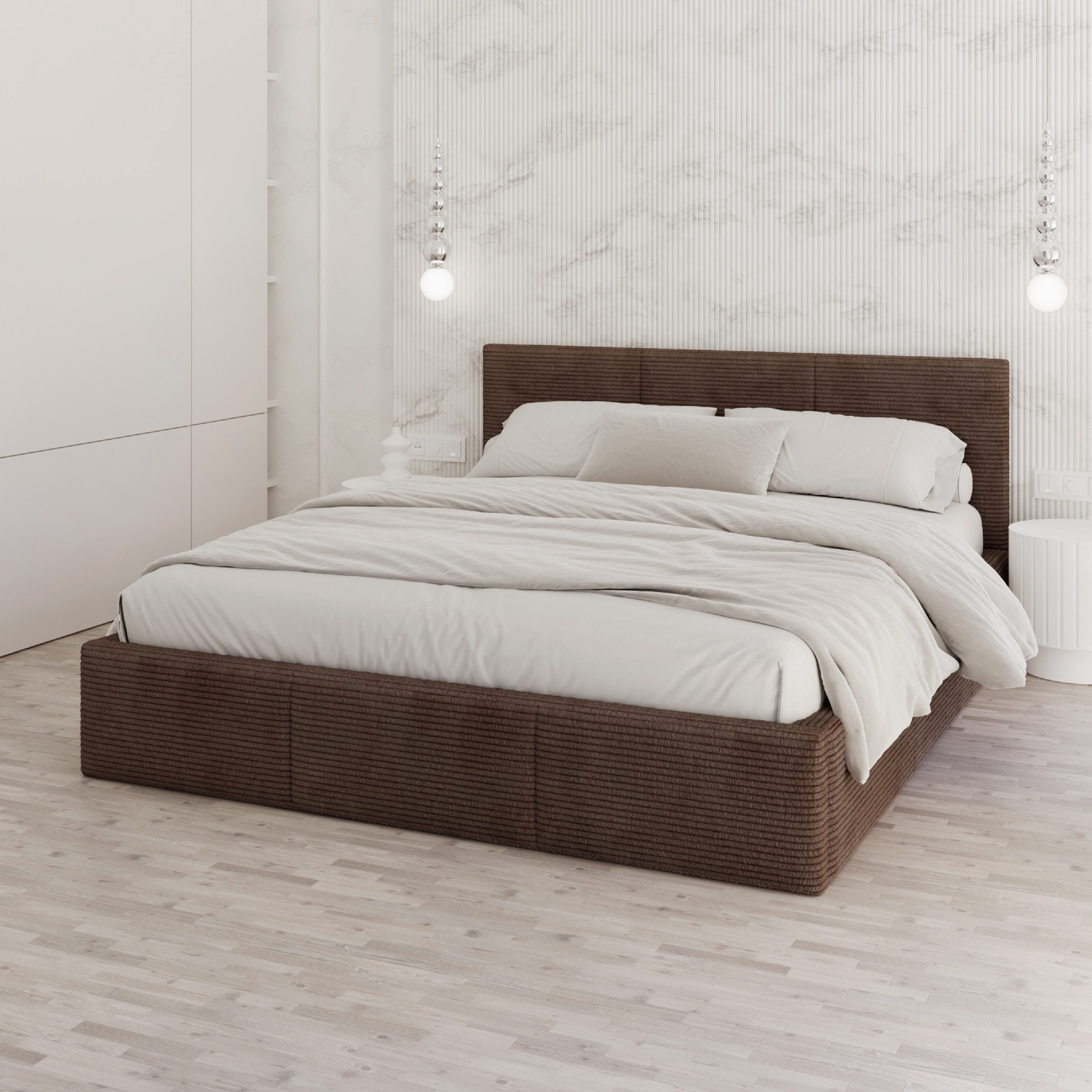 FDM Polsterbett AMBER modern mit Bettkasten MADE IN EU - mit Cord Bezug (ve günstig online kaufen