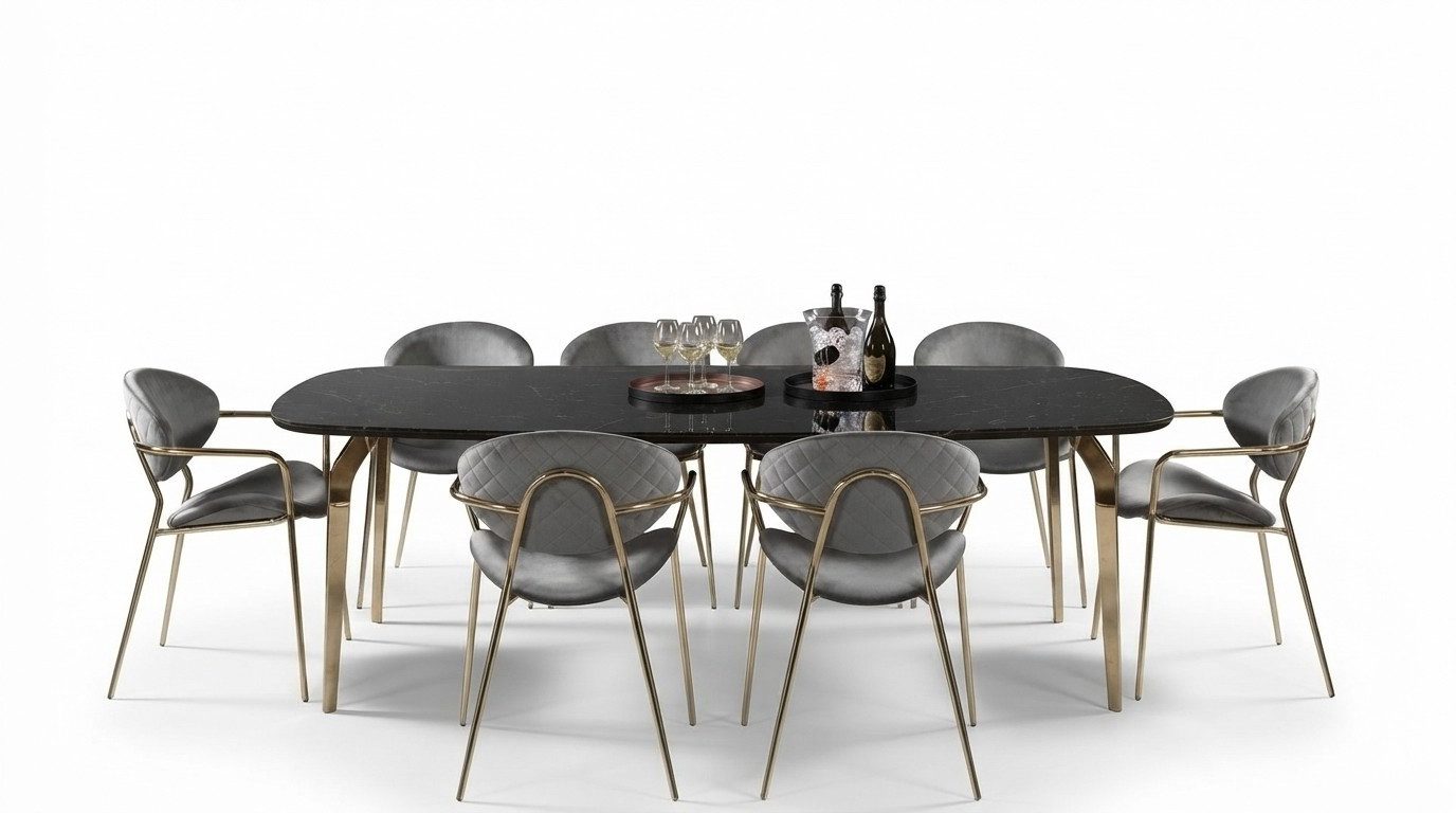 Xlmoebel Esstisch Eleganter Esstisch aus Marmor und Edelstahl im italienischen Design (1-St., Esstisch), Hergestellt in Europa