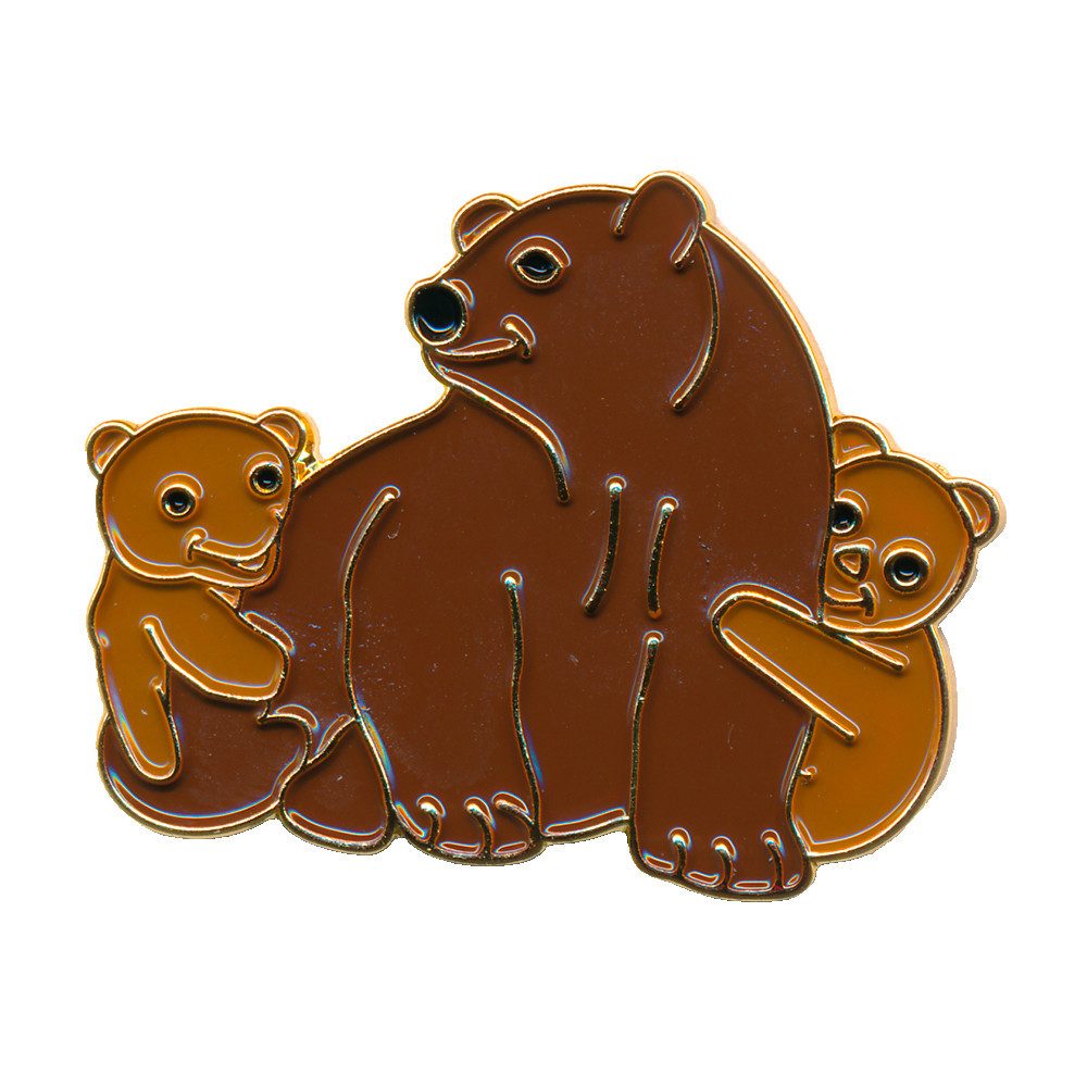 hegibaer Pins Braunbär mit Jungen Grizzly Baer Badge Button Pin Anstecker 0046 (1-tlg), edel und exklusiv