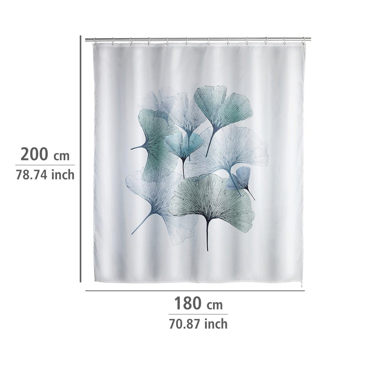 WENKO Duschvorhang Ginko Breite 180 cm, Höhe 200 cm, Textil (Polyester) günstig online kaufen