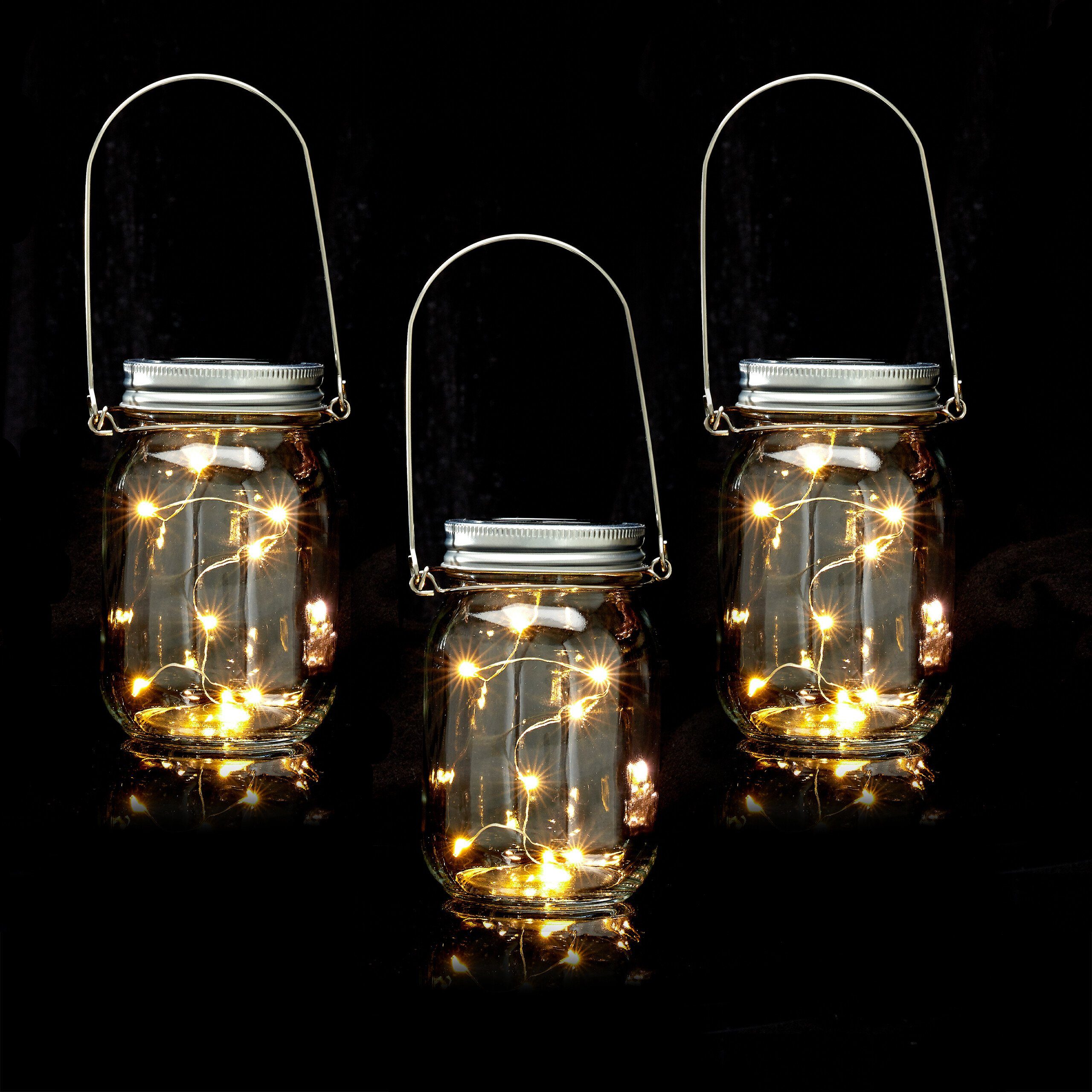 relaxdays Gartenleuchte LED Solar Glas 3er günstig online kaufen
