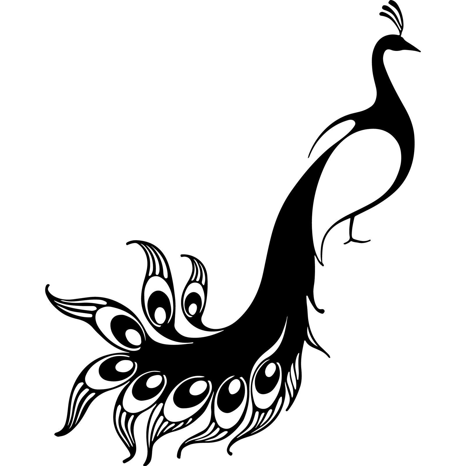 Jumpeak Wanddekoobjekt Einfacher Pfau Metall Wanddekoration, Tiere, Metall, Hergestellt aus Metall,Schwarz,Weiß,2 Größe