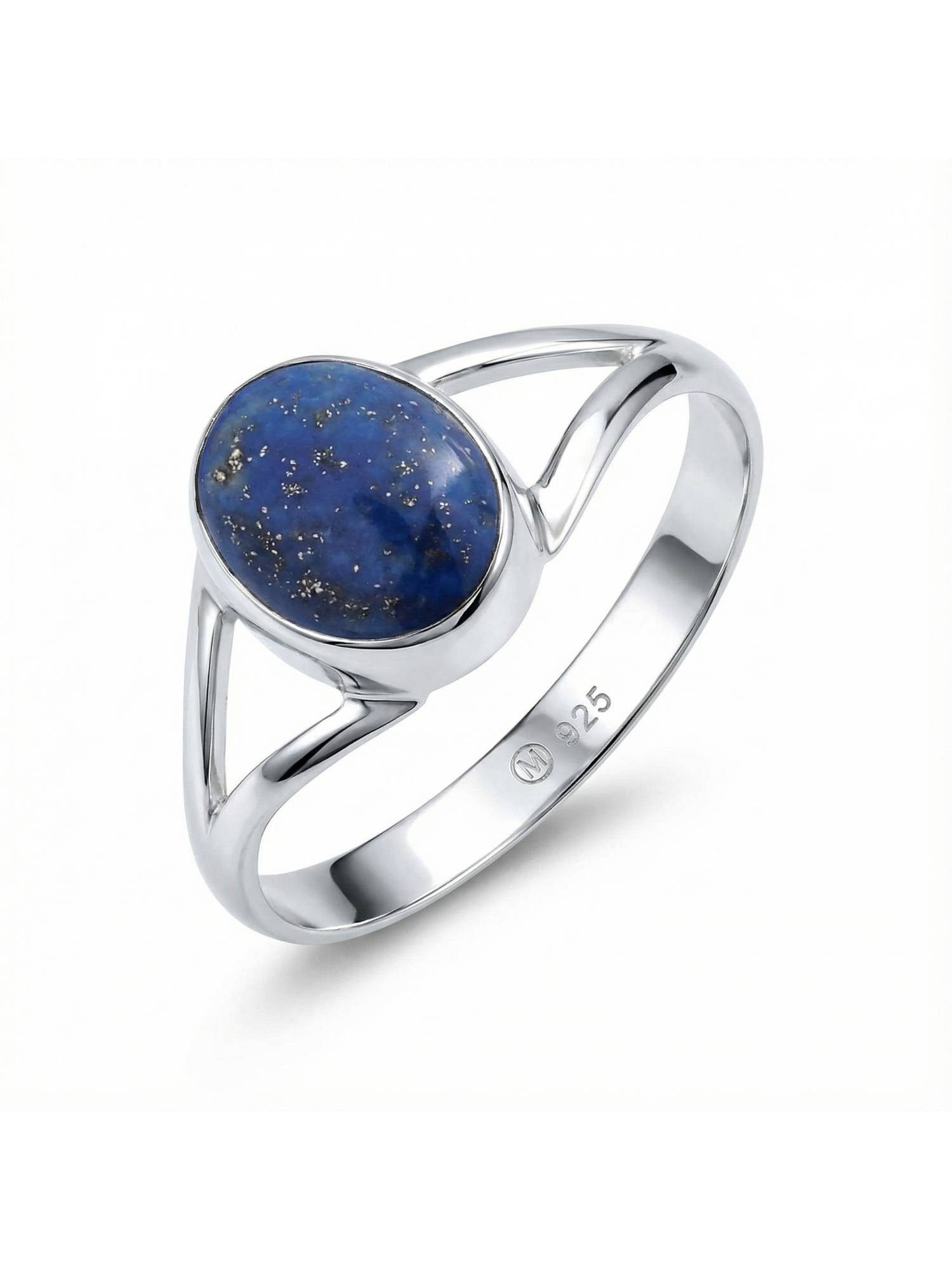 mantraroma Silberring HARDIN aus 925 Silber mit Lapis Lazuli (Ring mit Schmuckbeutel), Damenring aus 925er Silber