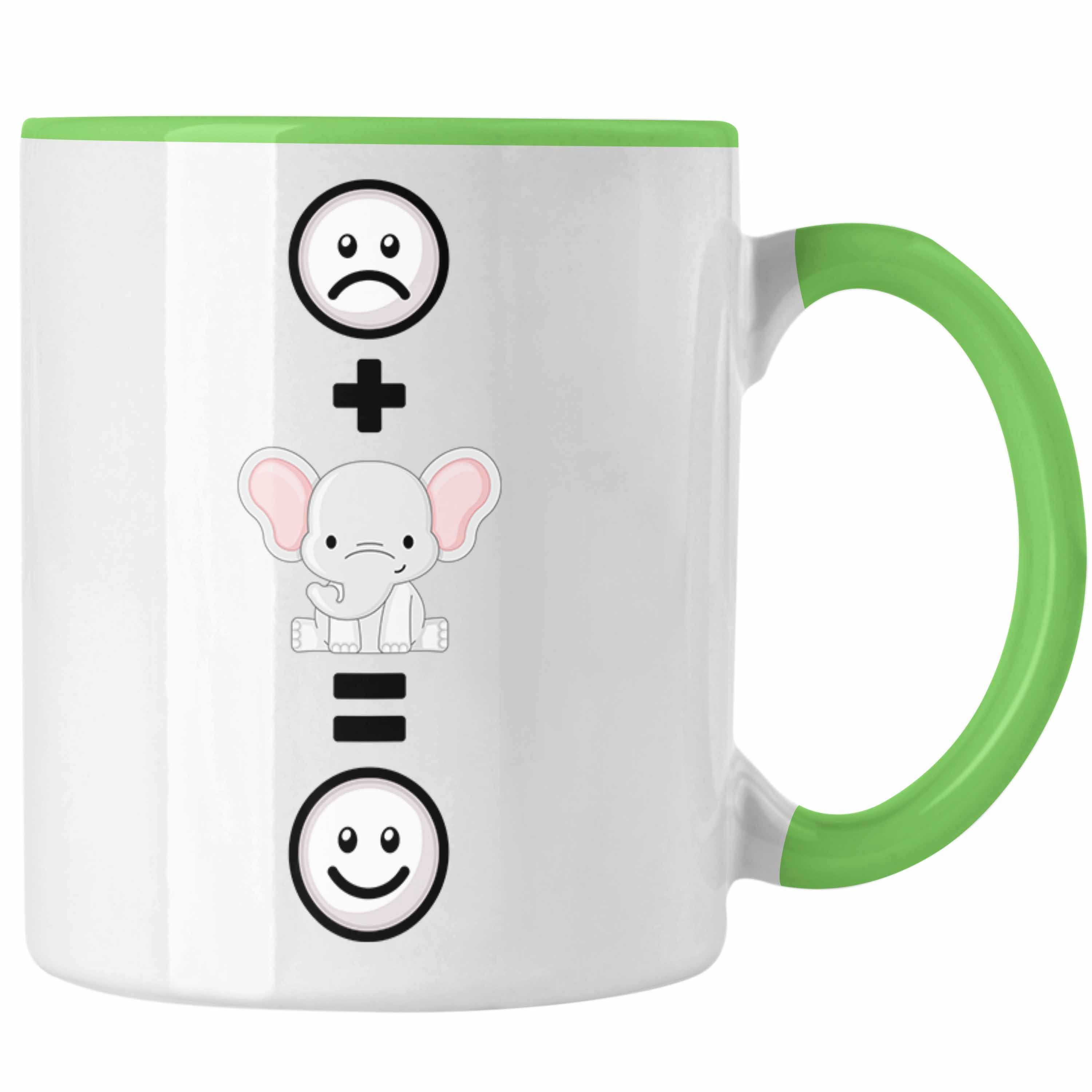 Trendation Tasse Elefanten Tasse Geschenk für Elephanten Liebhaber :(Elefanten) Grün