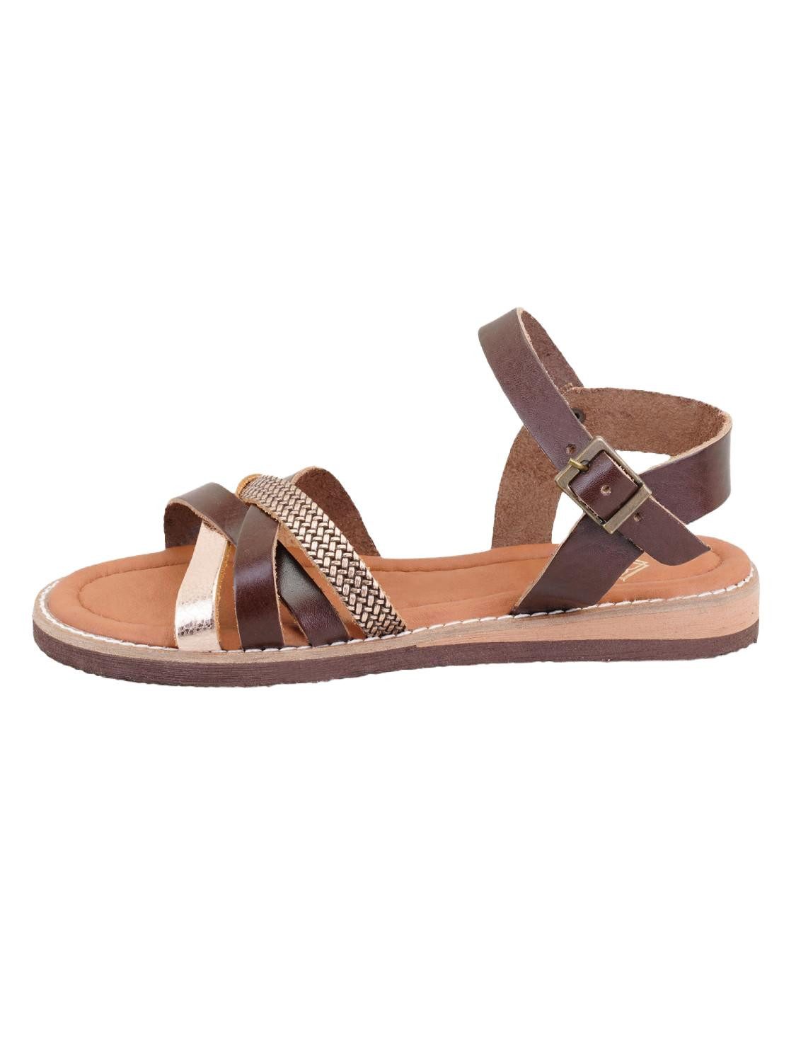 Desa Damen-Ledersandalen – ohne Futter, Ledersohle, flacher Absatz Sandale günstig online kaufen