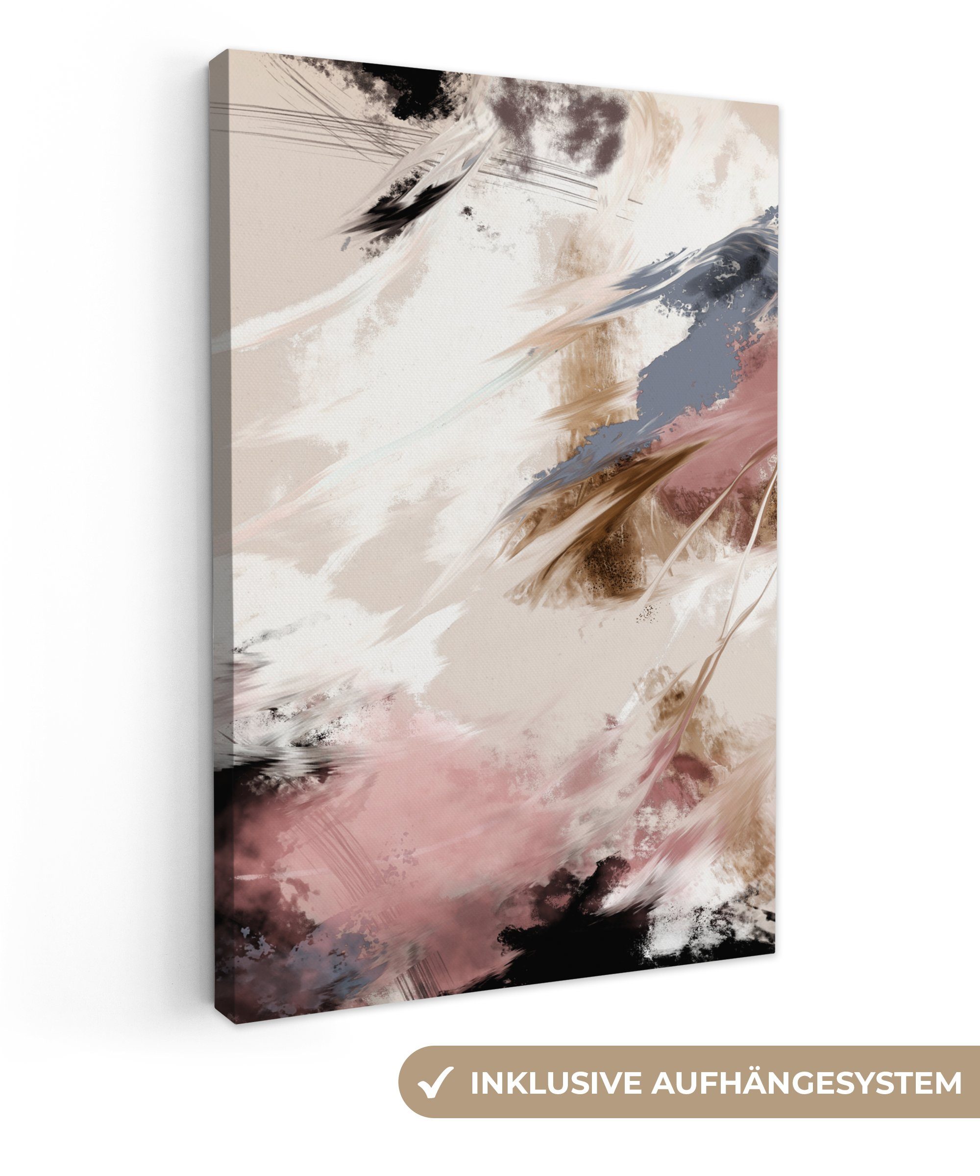 OneMillionCanvasses® Leinwandbild Farbe - Abstrakt - Rosa - Weiß, Fotodruck günstig online kaufen