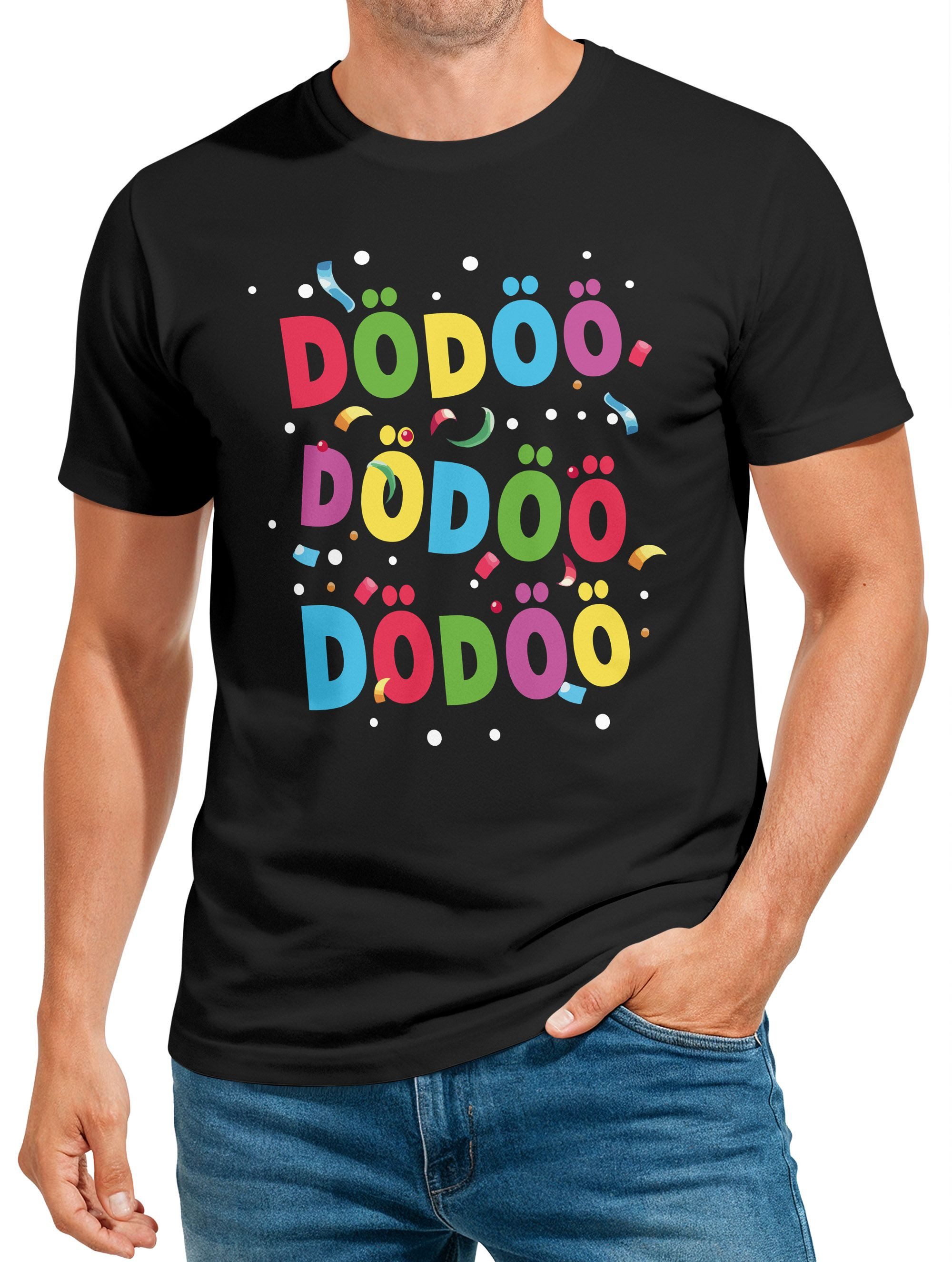 MoonWorks Print-Shirt Herren T-Shirt Fasching Karneval Kostüm-Ersatz Verkleidung Konfetti mit Print