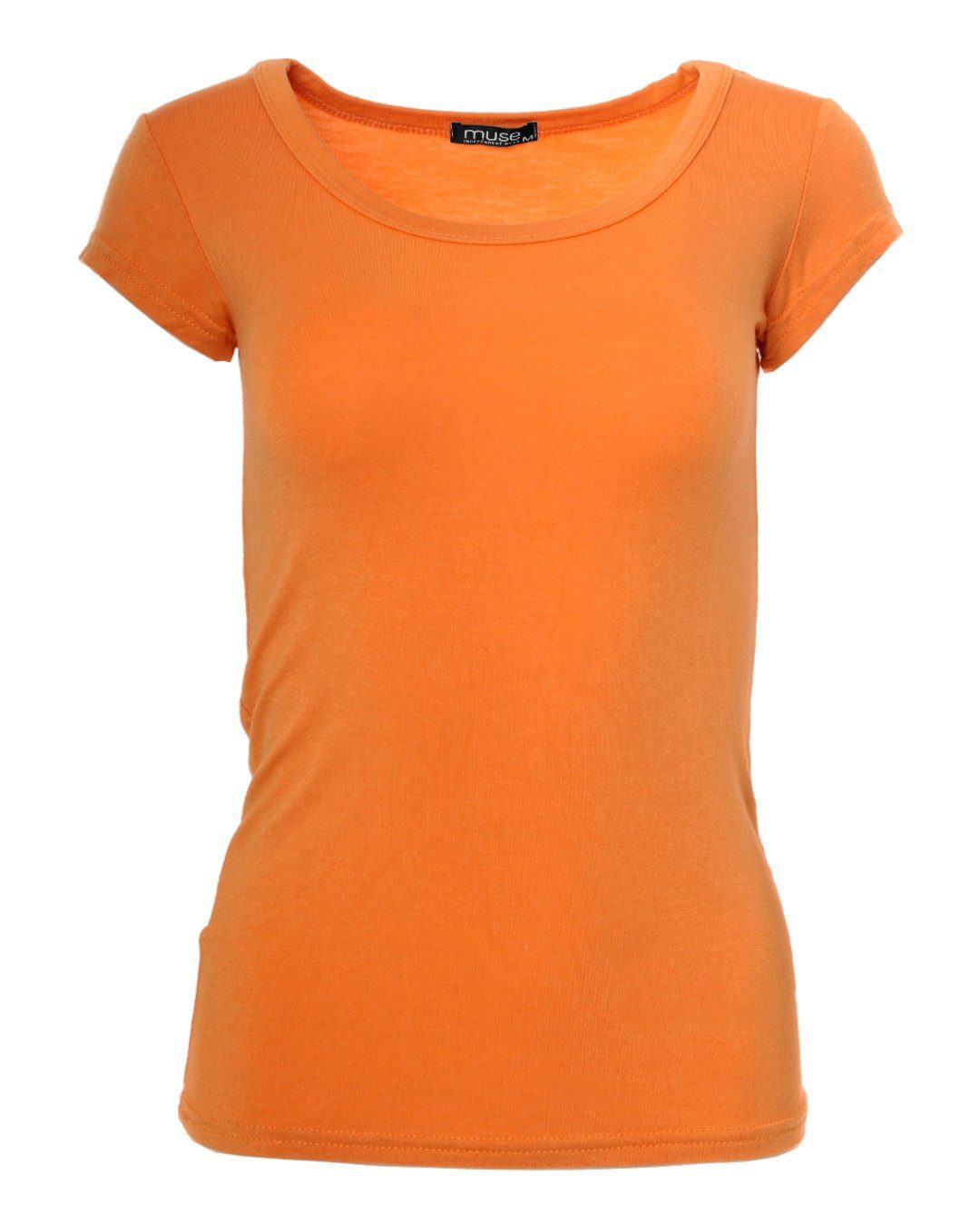 Muse Basic 1001 T-Shirt T-Shirt Fit Skinny Kurzarm dunkel-orange