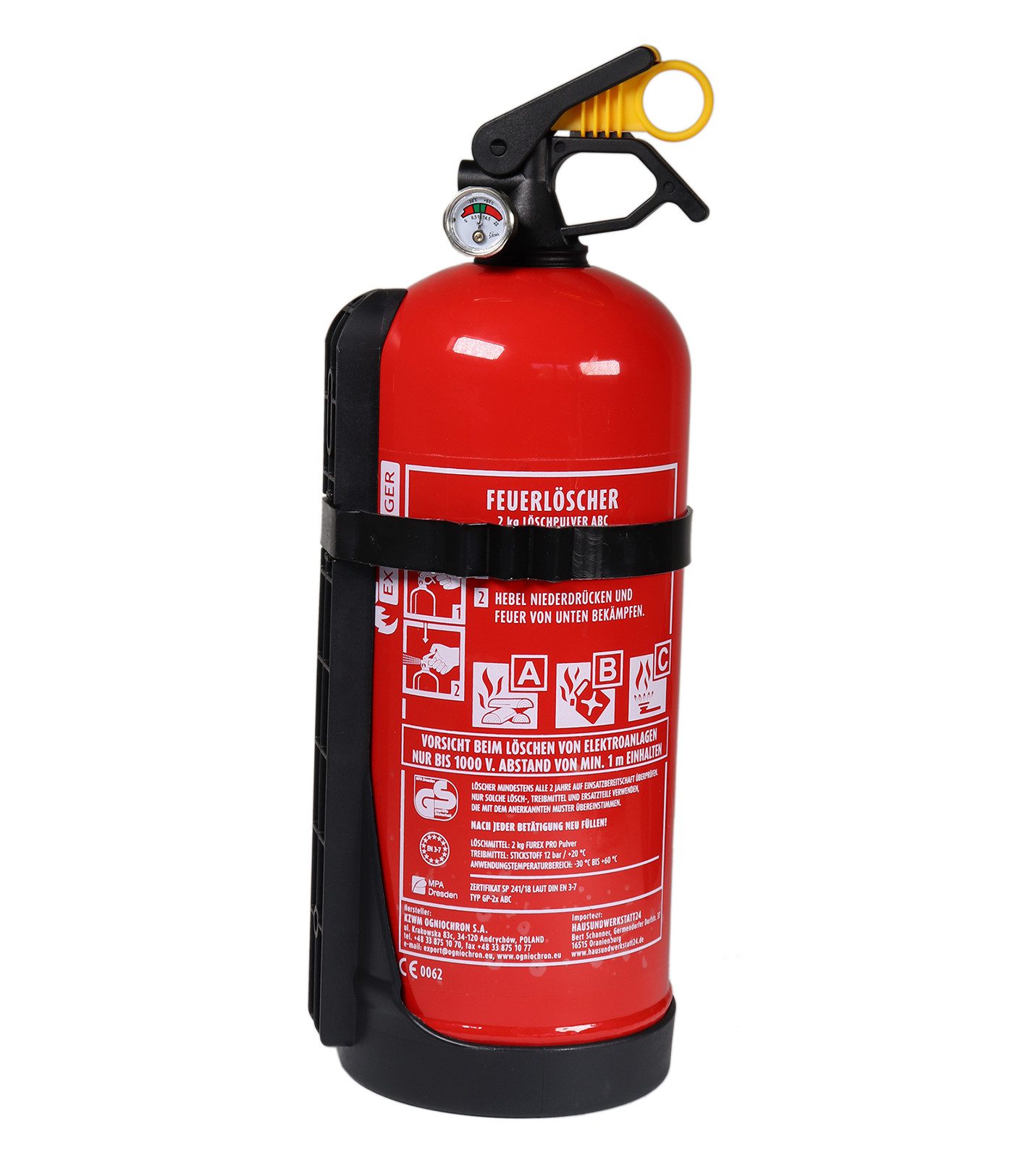 EXDINGER Pulver-Feuerlöscher Autofeuerlöscher Pulver GP-2x ABC 2 kg Halterung Manometer 13A 89 B C, Dauerdruck, ABC-Pulver, (2-St) Manometer, Halterung