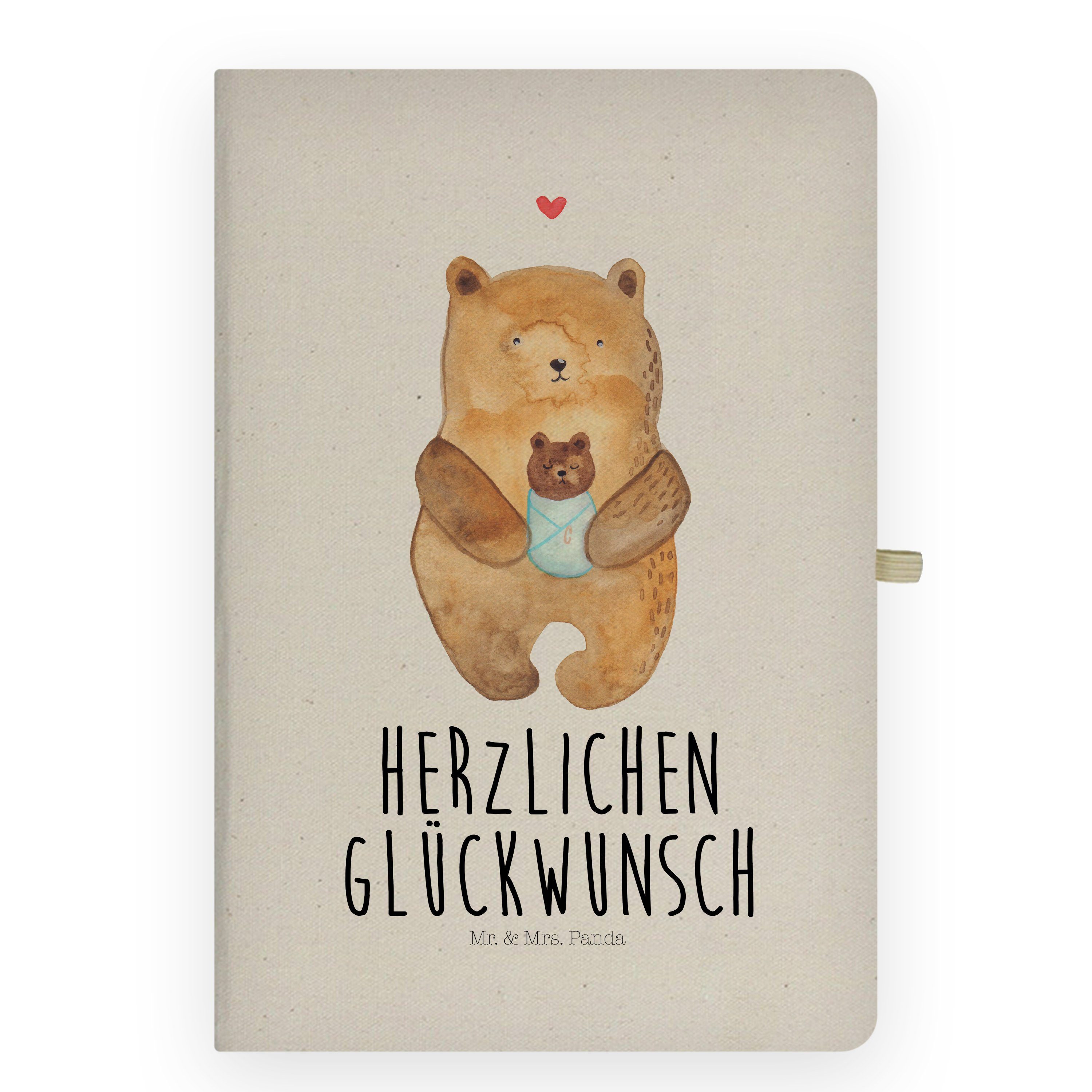 Mr. & Mrs. Panda Notizbuch Bär mit Baby - Transparent - Geschenk, Geburt, Teddy, Schreibbuch, No | Notizbücher