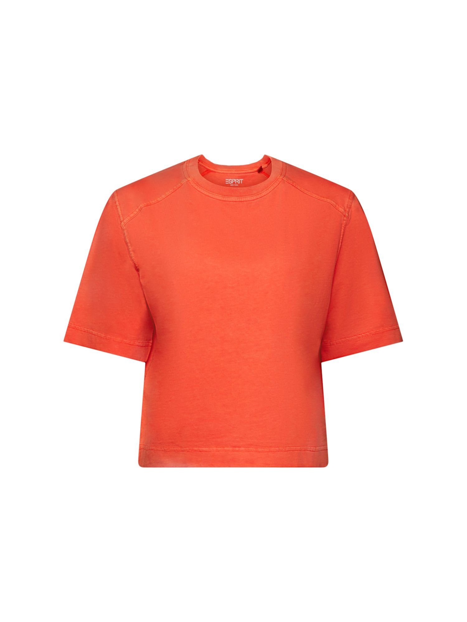 Esprit 3/4-Arm-Shirt Baumwoll-T-Shirt im ORANGE BRIGHT Boxy-Stil