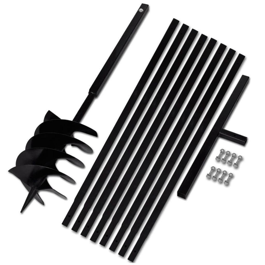 vidaXL Handerdbohrer 200 mm Erdbohrer mit Griff 200 mm Verlängerungsrohr 9 m