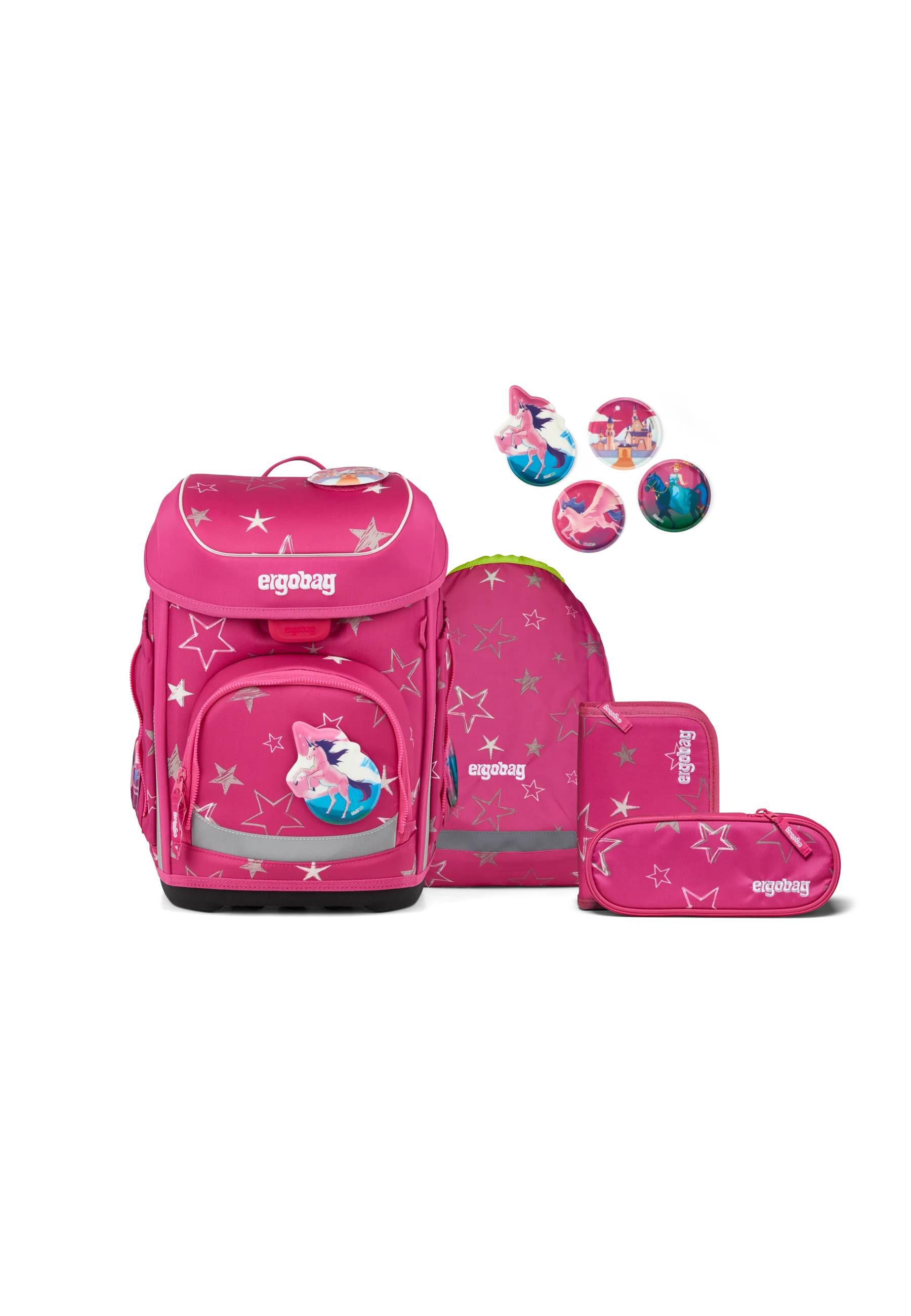 ergobag Schulranzen cubo Set (5-tlg., 5-teiliges Set), größenverstellbares Rückensystem