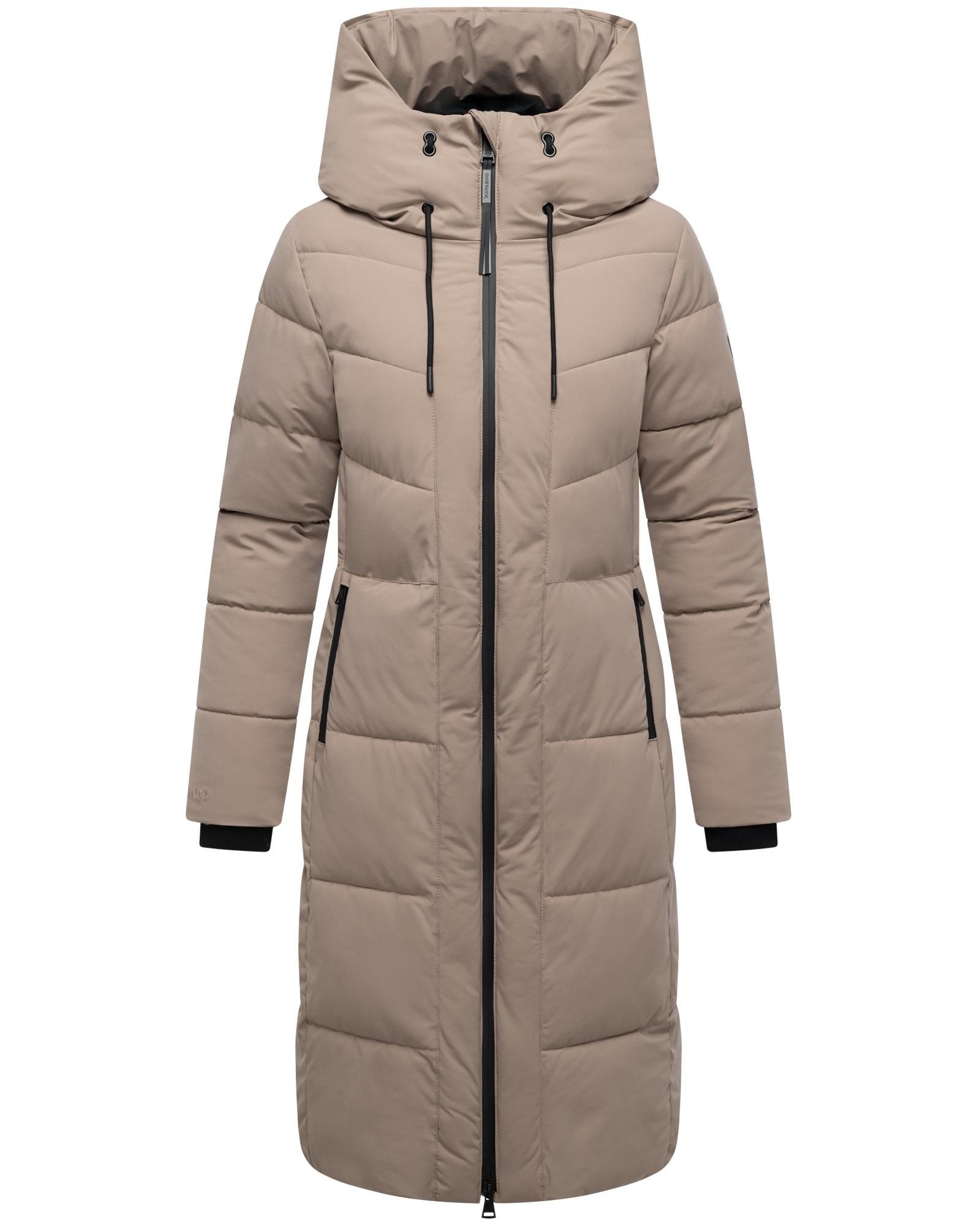 Navahoo Steppmantel Schokokuss XIV Warmer Damen gesteppter Wintermantel mit Kapuze