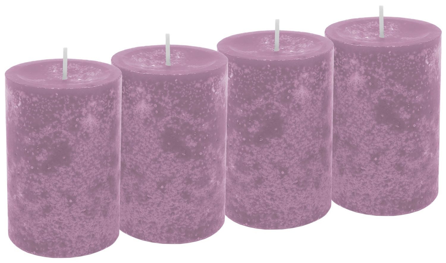 ZauberDeko Stumpenkerze 4 Stumpenkerzen Kerzen Flieder Lila Frühling Adventskranz 9cm h Ø 6cm