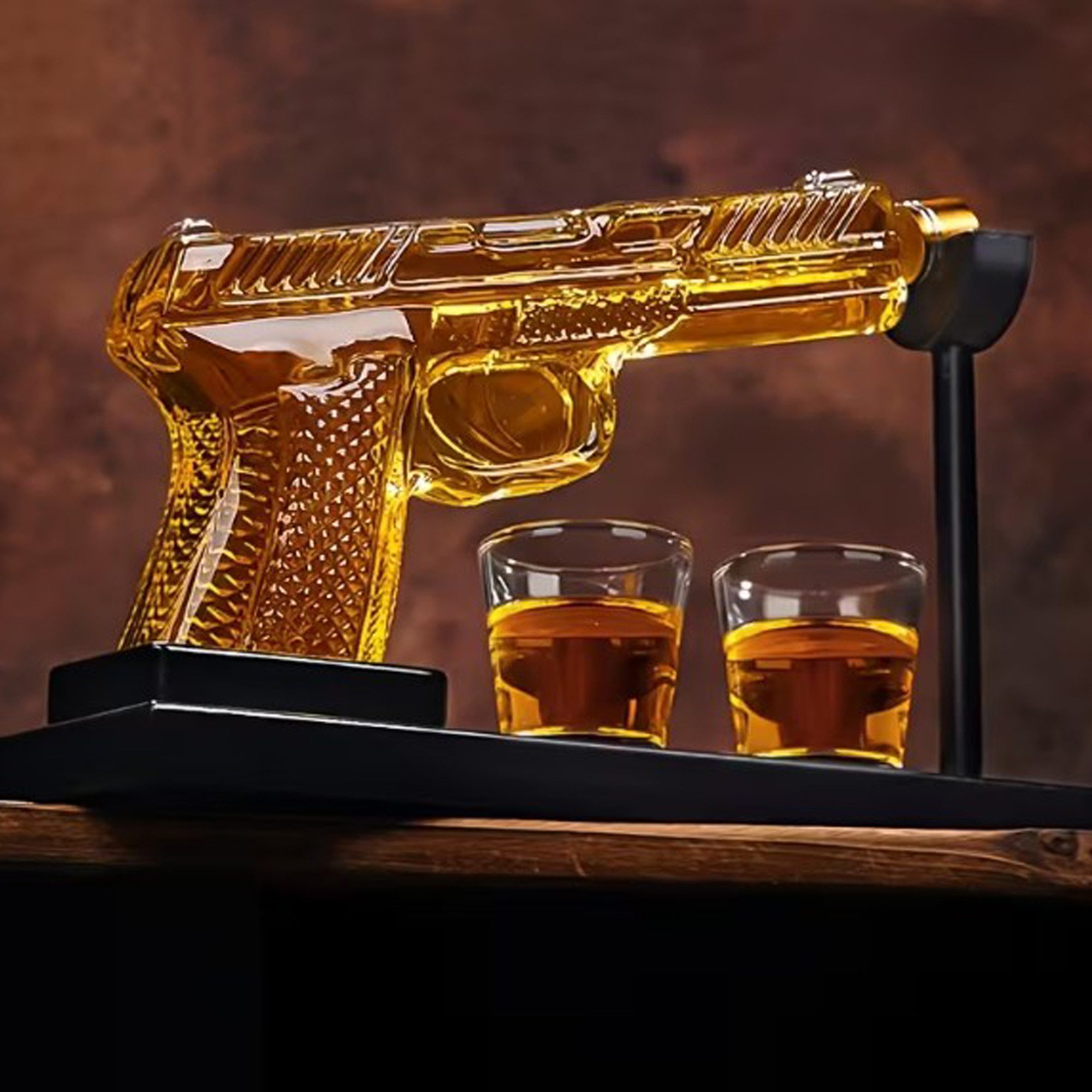 Deggelbam Karaffe Whisky Dekanter Pistolen-Design Glas Karaffe für Hausbar, Exklusives Geschenk für Männer, Vater, Bruder, Kollege & Freund