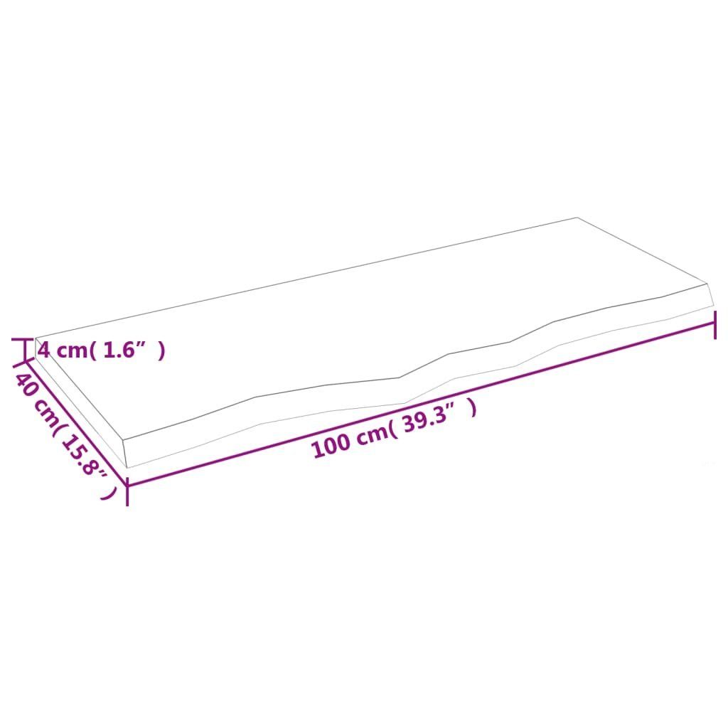 furnicato Tischplatte Hellbraun 100x40x(2-4)cm Massivholz Behandelt Eiche
