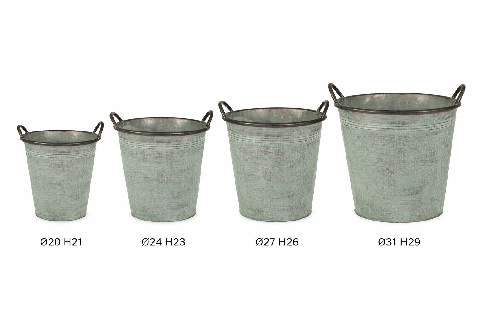 finehomegarden Pflanzkübel Eimer mit Griff Metall Ø20-24/27+31cm H21/23/26+29cm Pflanzkübel (1 St), Pflanztopf 4Größen wählbar Topf / Paket – Bild 3 von 4