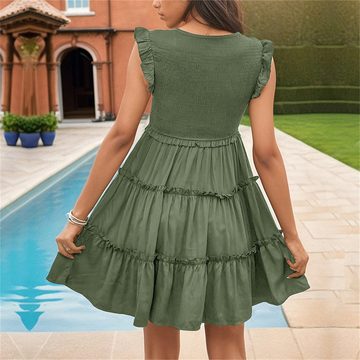 ZWY Wickelkleid Einfarbiges Damen-Freizeitkleid mit tiefem V-Ausschnitt (Kleider, Frühlings- und Sommerkleider, Damenbekleidung)