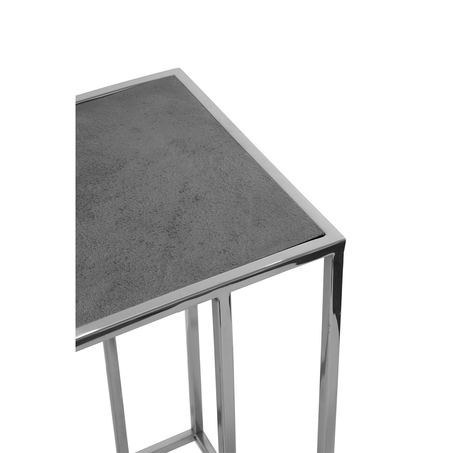 Fink Tabletttisch DIJON Beistelltisch - H. 56cm - schwarz/silber aus Aluminium/Edelstahl (1 Stück, 1 Stück), Moderner Ablagentisch - Vielseitiger Couchtisch/Sofatisch
