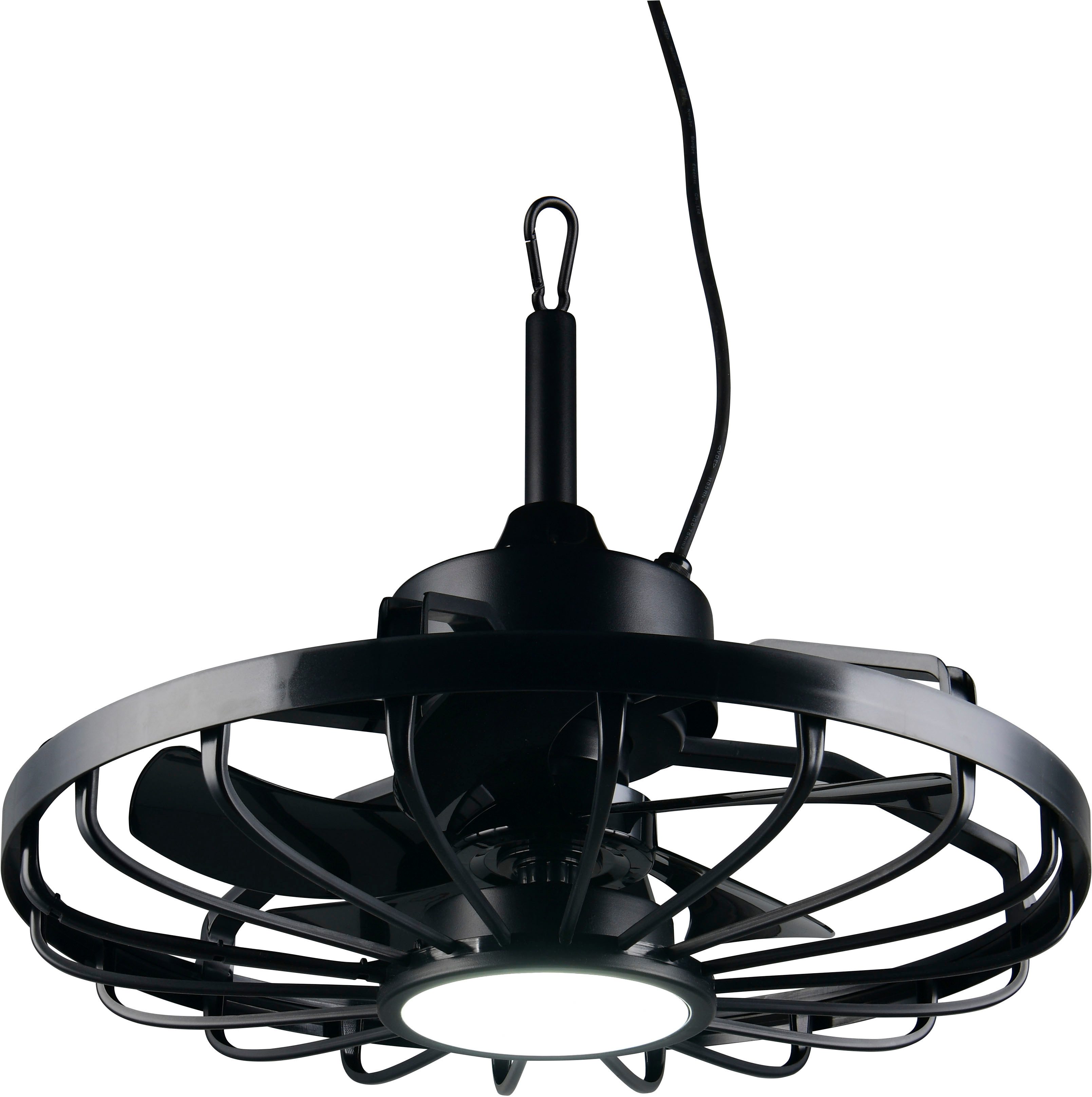 Reality Leuchten LED Deckenleuchte OSLO mit Ventilator, Deckenventilator mit Hängevorrichtung + 3m Kabel, CCT - über Fernbedienung, Dimmfunktion, Nachtlichtfunktion, Timerfunktion, Ventilatorfunktion, getrennt schaltbar, LED fest integriert, Farbwechsler, warmweiß - kaltweiß, outdoortauglicher Ventilator IP44 für Garten, Terrasse oder Bad Ø 51cm