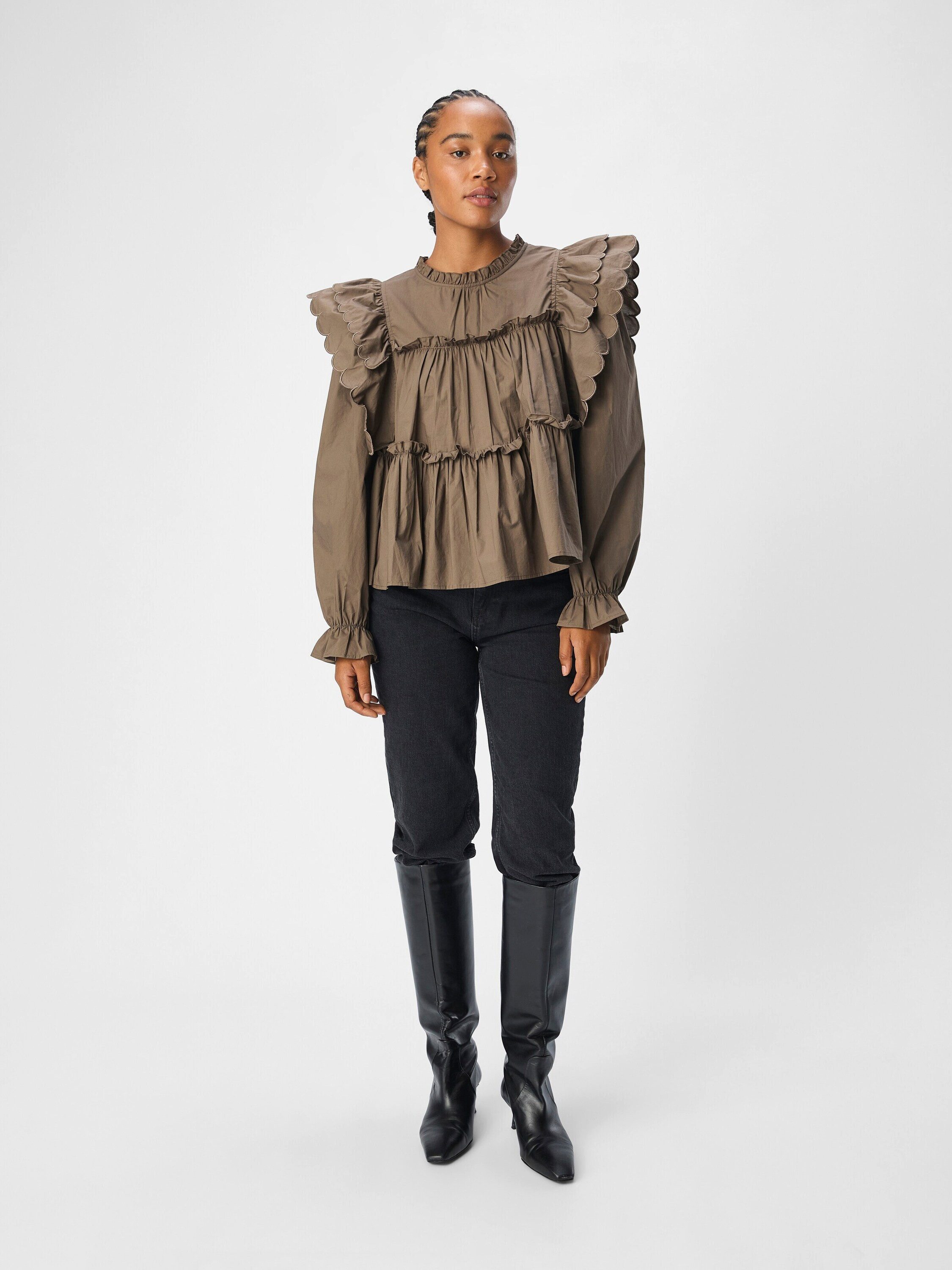 Object Langarmbluse OBJHope (1-tlg) Rüschen