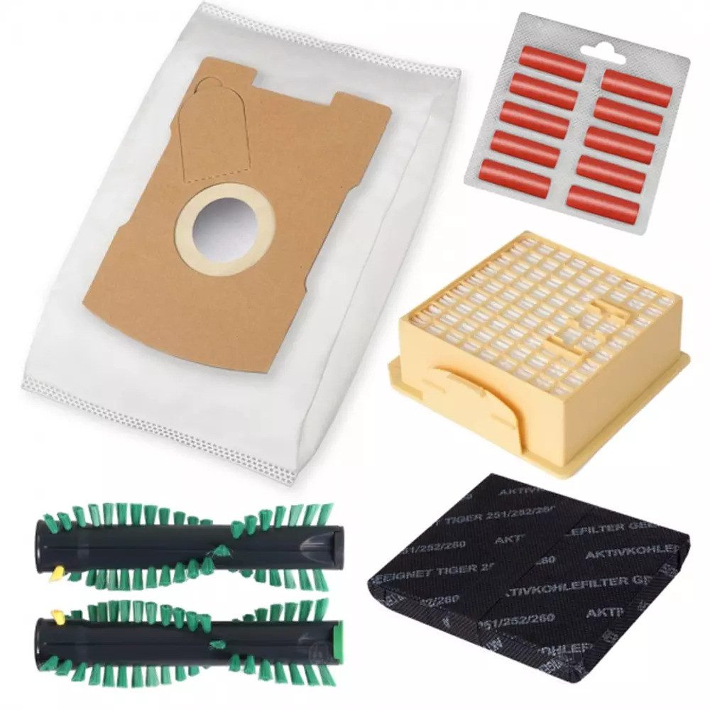 PRIMEBAG Staubsaugerbeutel 10 Staubsaugerbeutel passend für Vorwerk Tiger 260 Filter Duft Bürsten