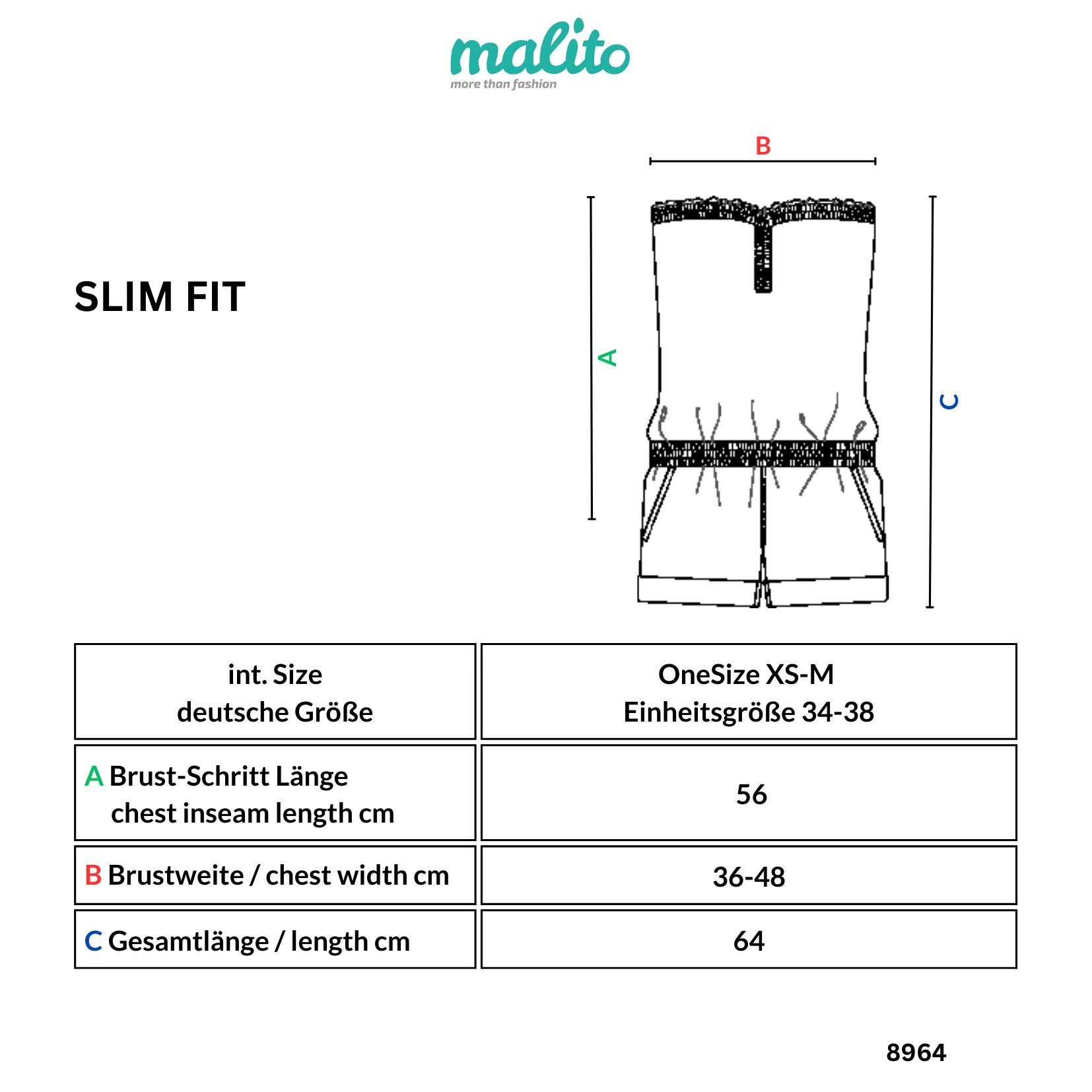 malito more than fashion Kurzoverall malito Damen Einteiler kurz in Unifarben, Overall mit Gürtel, schick mit Gürtel Einheitsgröße