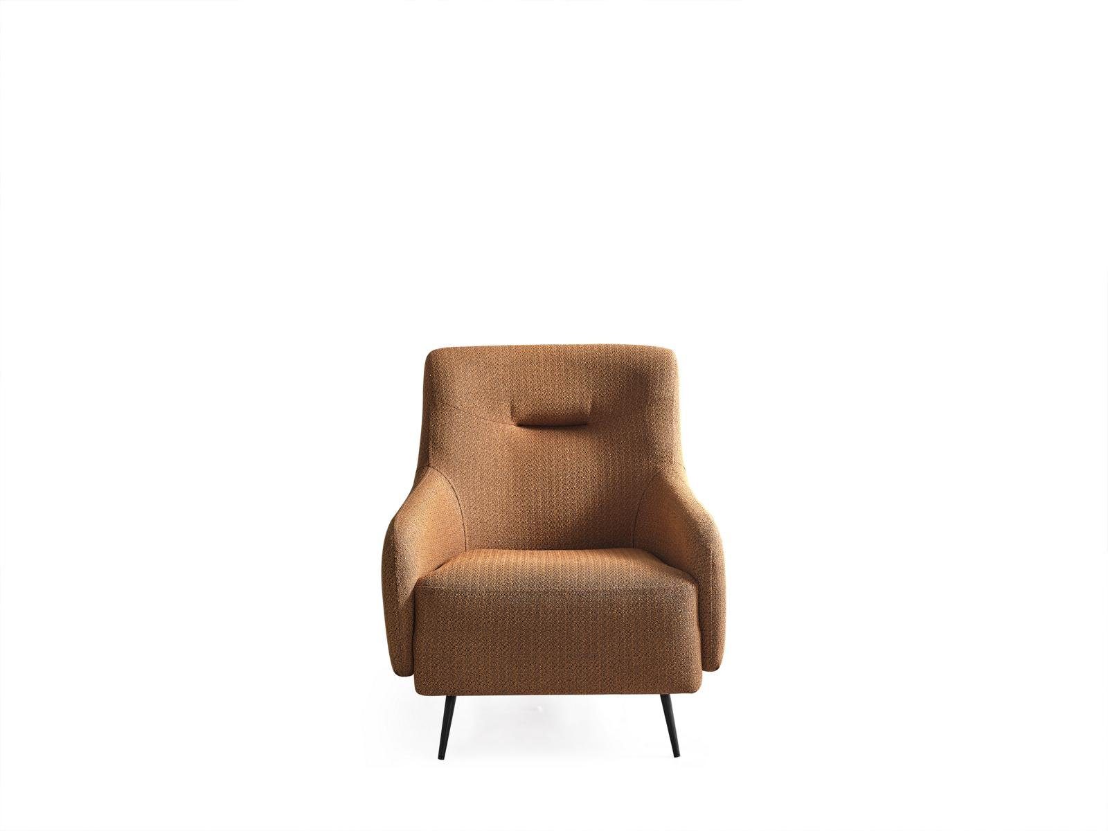 JVmoebel Sessel Wohnzimmer Sessel Modern Club Luxus Polster Lounge Braun Design grau Textil