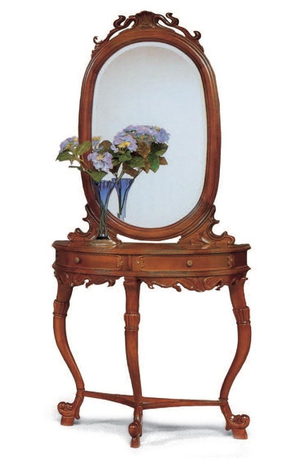 JVmoebel Konsolentisch Italienisches Möbelset Elisa, Holzspiegel und Konsolentisch in Braun (Set, 2-St., Sideboard, Spiegel, 2teilig), Made in Europa