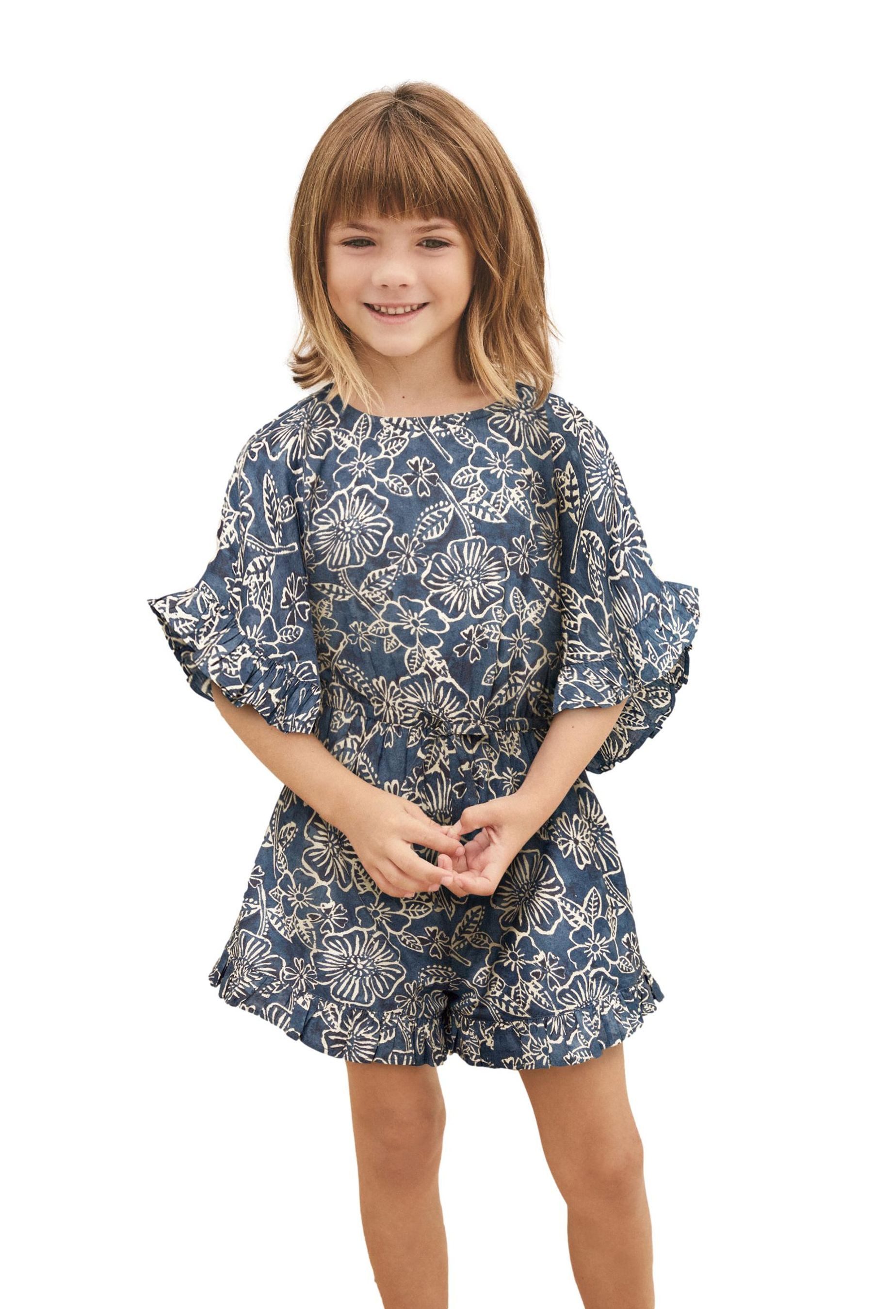 Next Playsuit Playsuit mit Rüschen und Print aus 100 % Baumwolle (1-tlg)