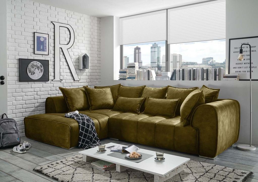 ED EXCITING DESIGN Ecksofa, Adamo Ecksofa 320 x 197 cm Polstergarnitur  Couch Sofa Olive