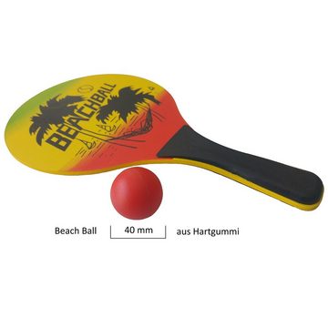L.A. Sports Beachballschläger Beach-Ball Set Schläger aus Holz mit Ersatzbällen Garten Strandspiele, (Spiel-Set, mit Ersatzbällen), farbenfrohes Design