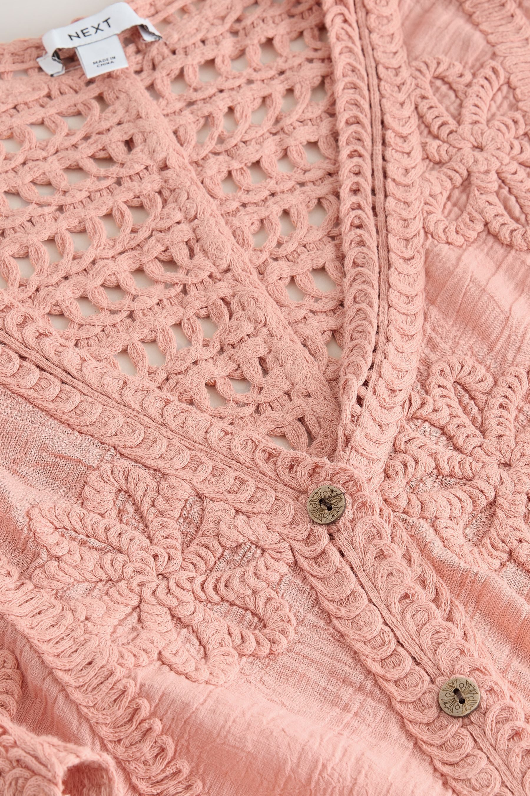 Next Strickjacke Gehäkelter Kurzarm-Cover-up (1-tlg) günstig online kaufen