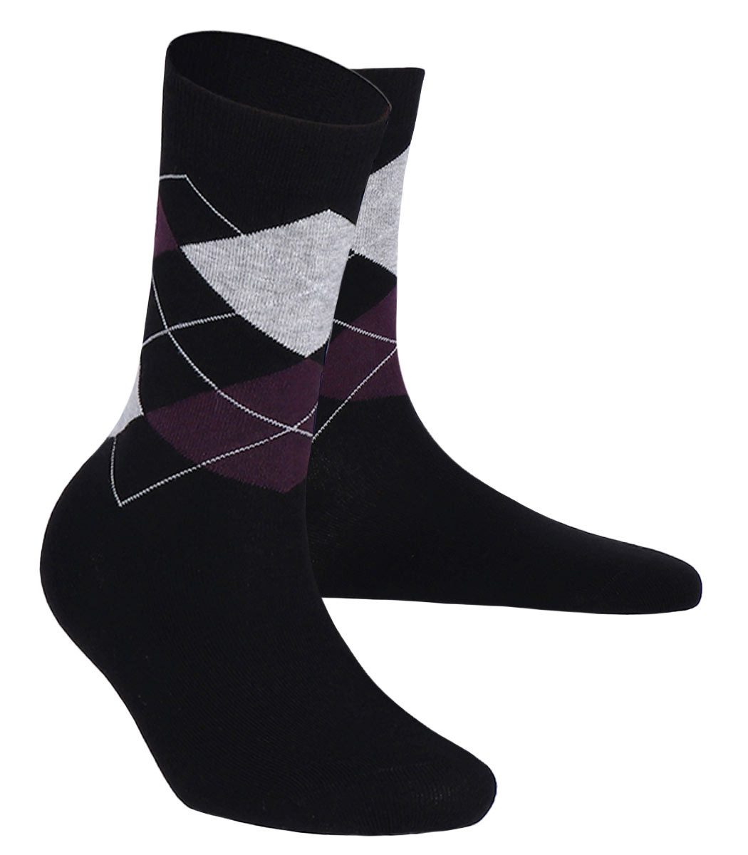Wilox Langsocken Scotish Argyle für Damen (Spar-Pack, 2-Paar, 2er-Pack) aus hautfreundlicher BIO Baumwolle