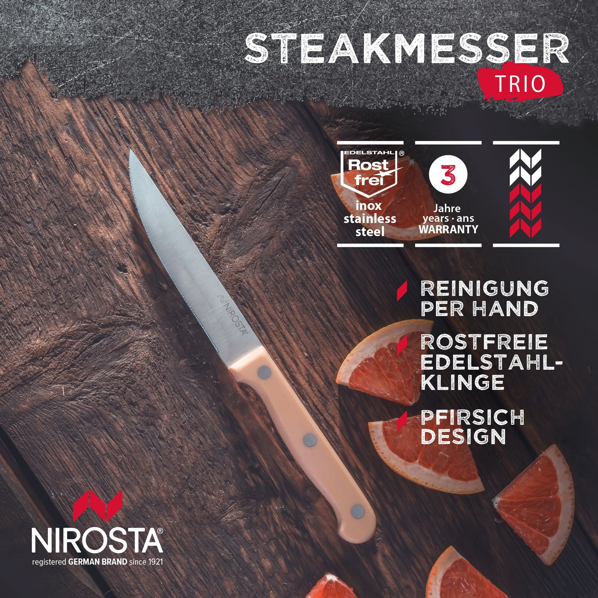 Nirosta Steakmesser Fleischmesser, Pizzamesser, Edelstahlmesser, Küchenmesser