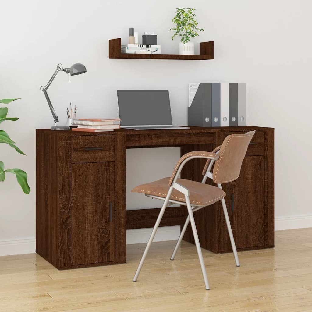 vidaXL Schreibtisch Schreibtisch mit Stauraum Braun Eichen-Optik Holzwerkstoff Braune Eiche | Braune Eiche