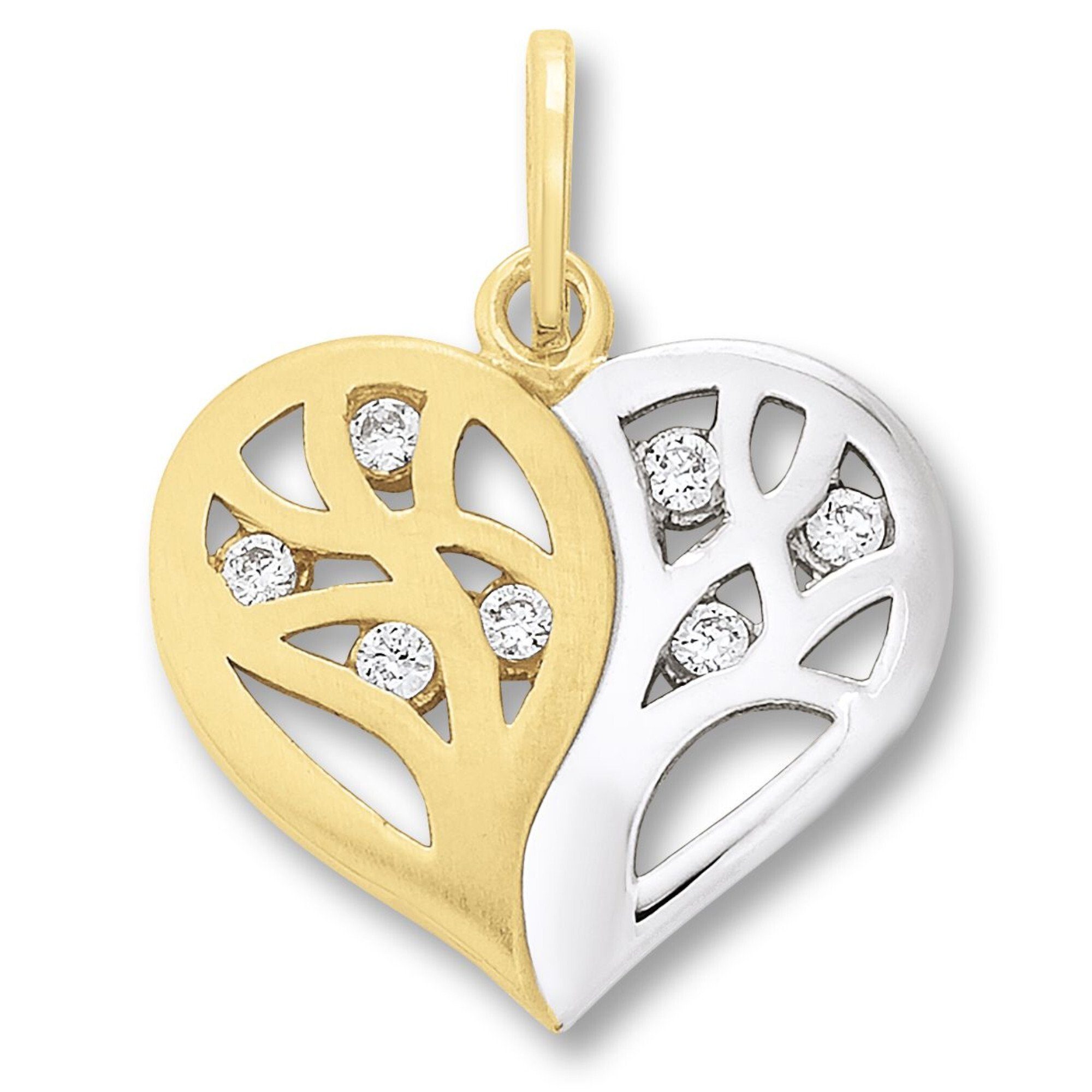 ONE ELEMENT Herzkette Halskette - Herzkette mit Zirkonia Herz und Anhänger aus 333, Ein Geschenk von Herzen – zart, elegant & voller Symbolik