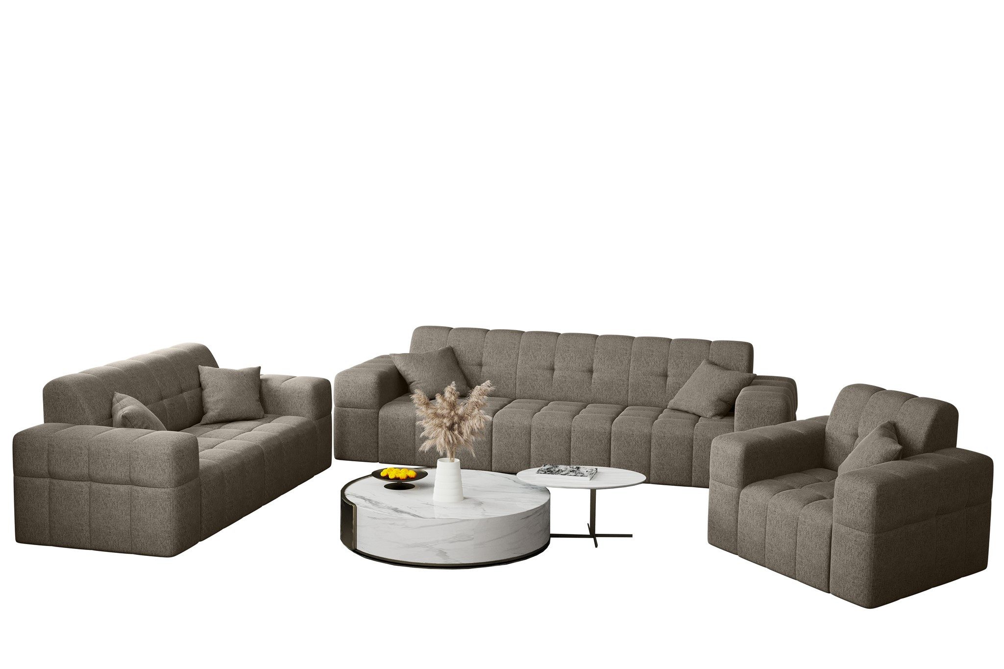 Fun Möbel Polstergarnitur Sofaset Designersofa NANCY 3-2-1, (Set, inkl. 5 Z günstig online kaufen