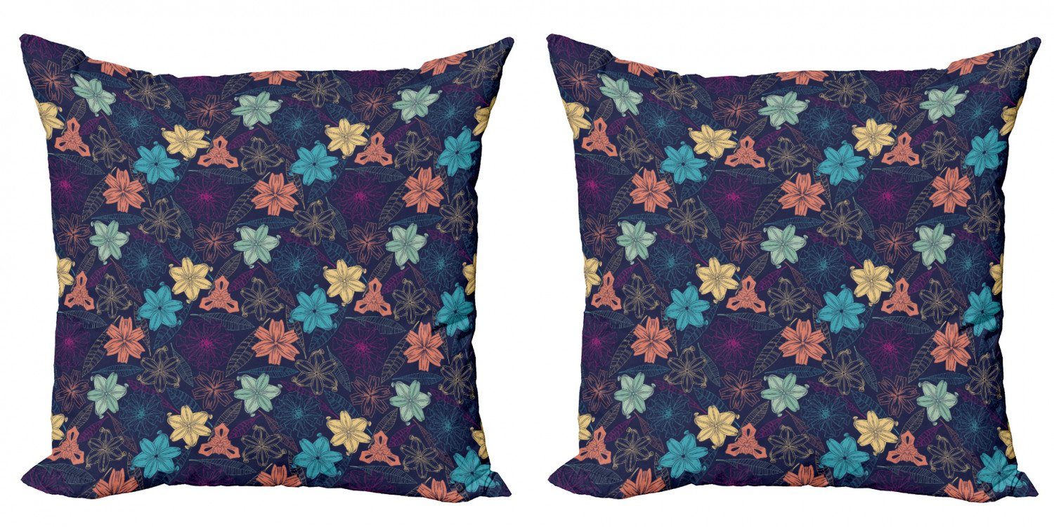 Kissenbezüge Modern Accent Doppelseitiger Digitaldruck, Abakuhaus (2 Stück), Blumen Exotische Hibiscus Design