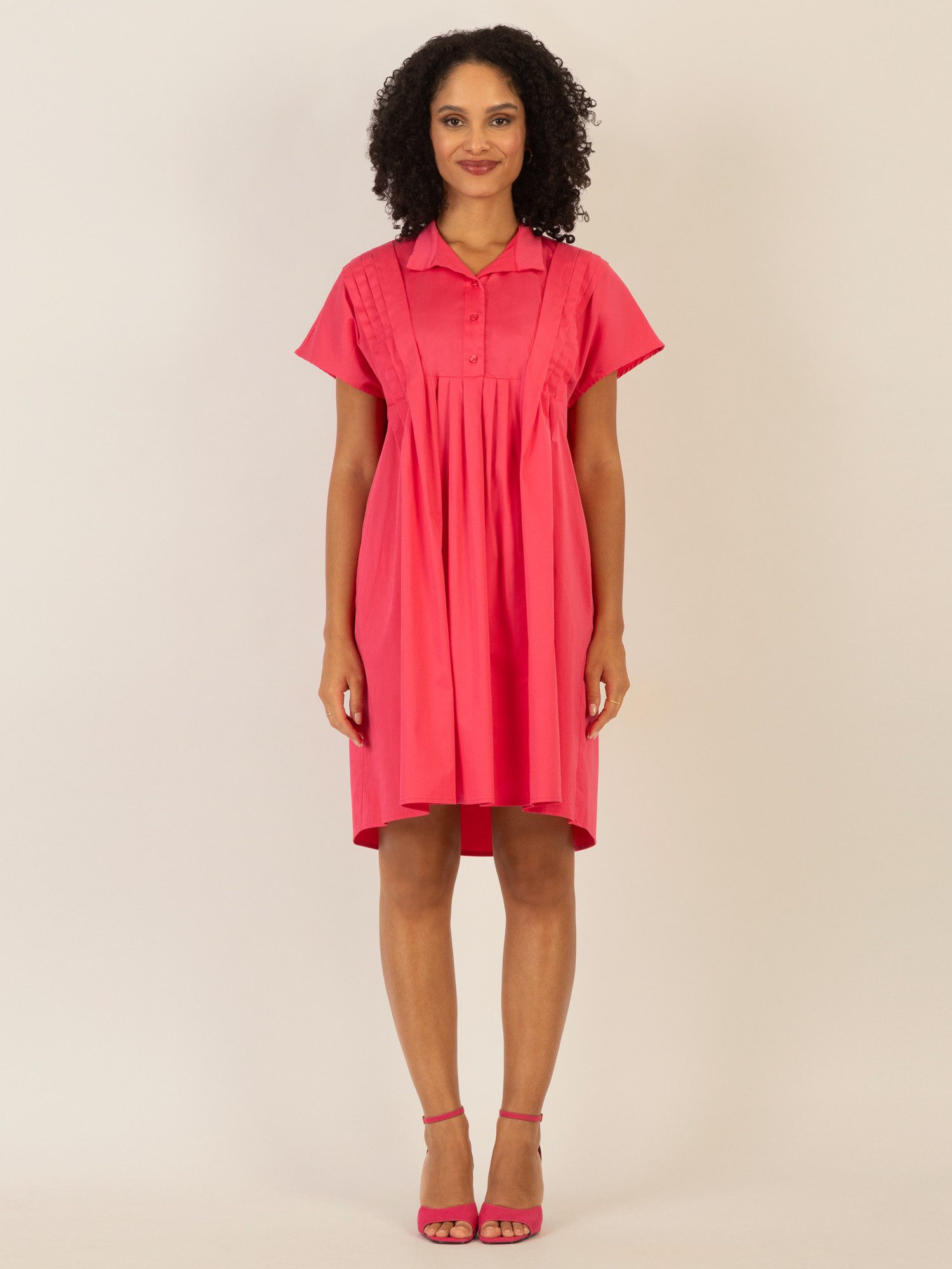 mint & mia Midikleid mit Stehkragen und Falten