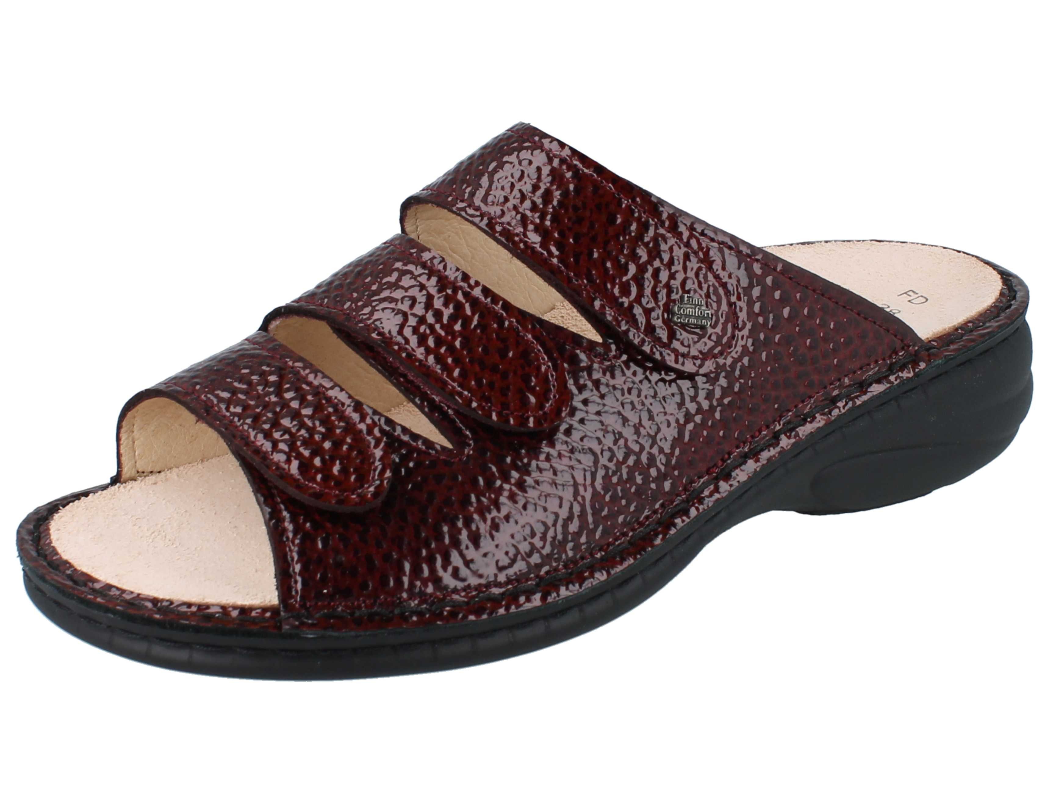 Finn Comfort FINN COMFORT Hellas Damen Pantolette weinrot Lackleder - Größe: 42 Pantolette Wechselfußbett