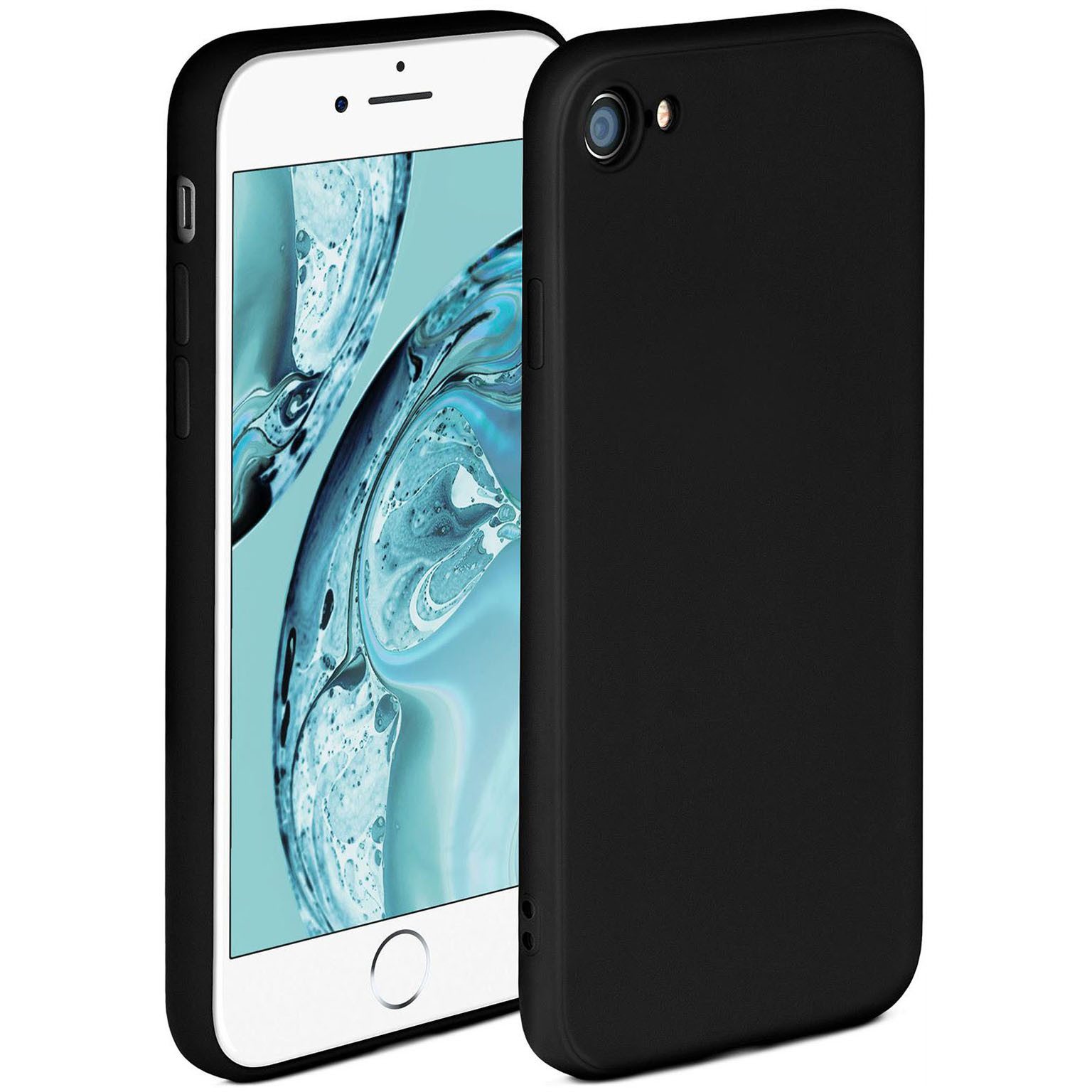 ONEFLOW Handyhülle für iPhone 8 Hülle Silikon Soft Case Schwarz 4,7 Zoll, Silikonhülle Cover Dünn Handytasche TPU Schutzhülle mit Kameraschutz