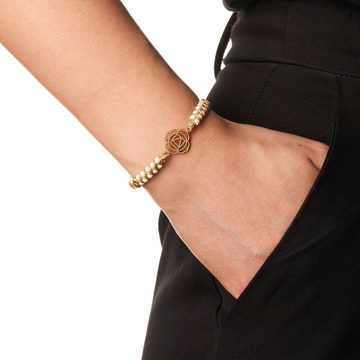 BENAVA Armband Yoga Armband - Howlith Edelstein Perlen mit Lotus Anhänger, Handgemacht