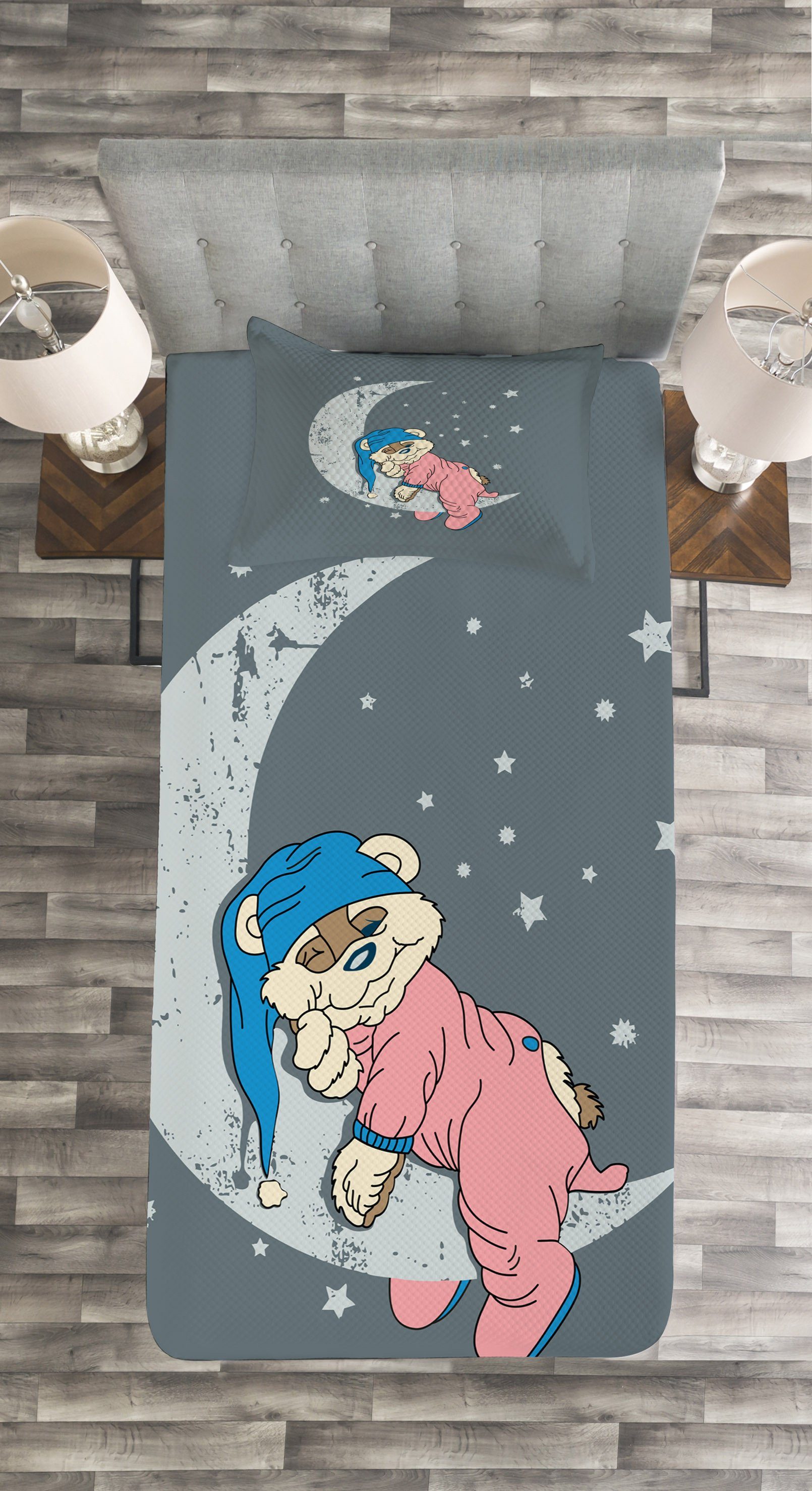 Waschbar, Baby Abakuhaus, dem Mond auf Set mit Kissenbezügen Bär Tagesdecke Schlafen