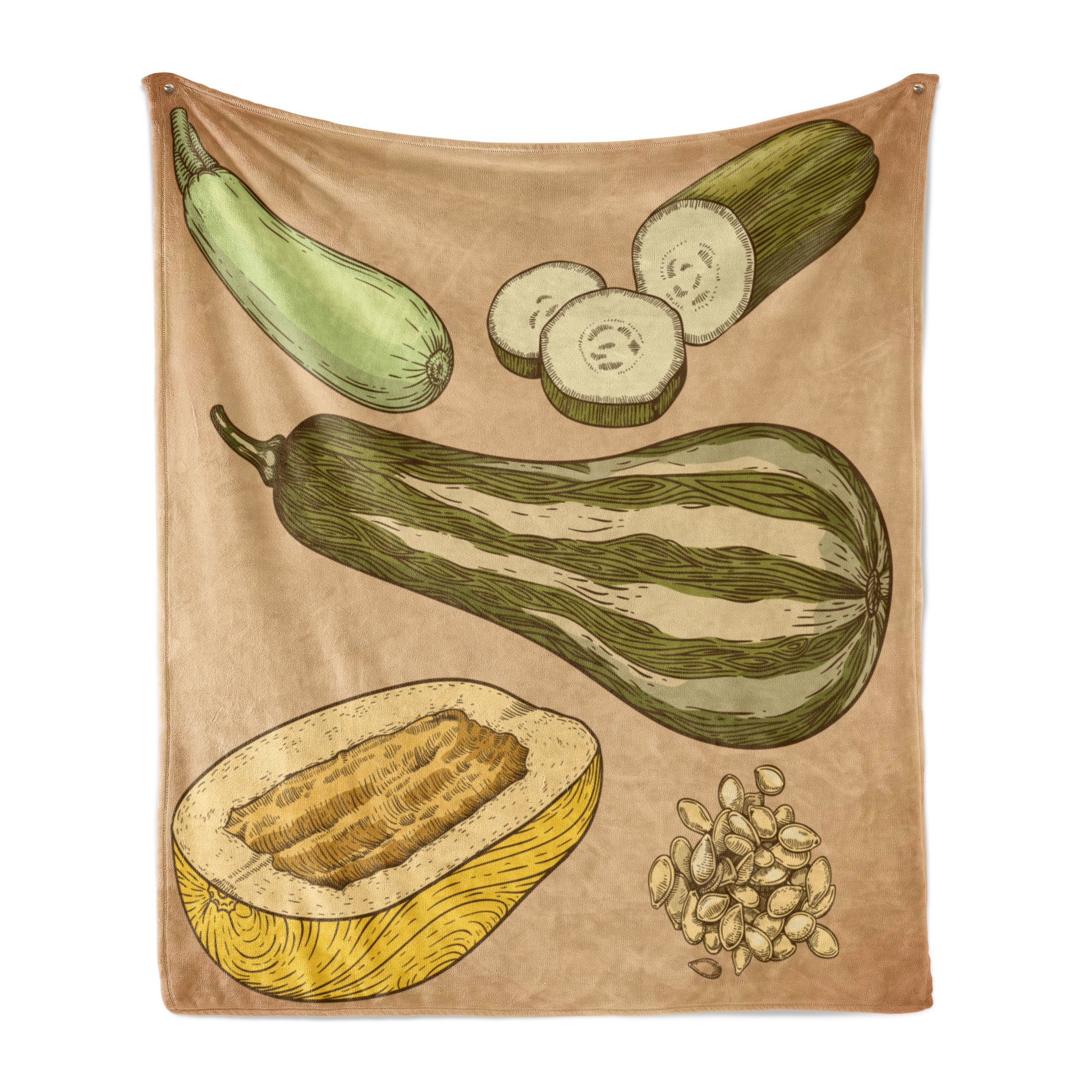 Gemüse den Zucchinischeiben Abakuhaus, und Außenbereich, Wohndecke für Gemütlicher Kunst Plüsch Innen-