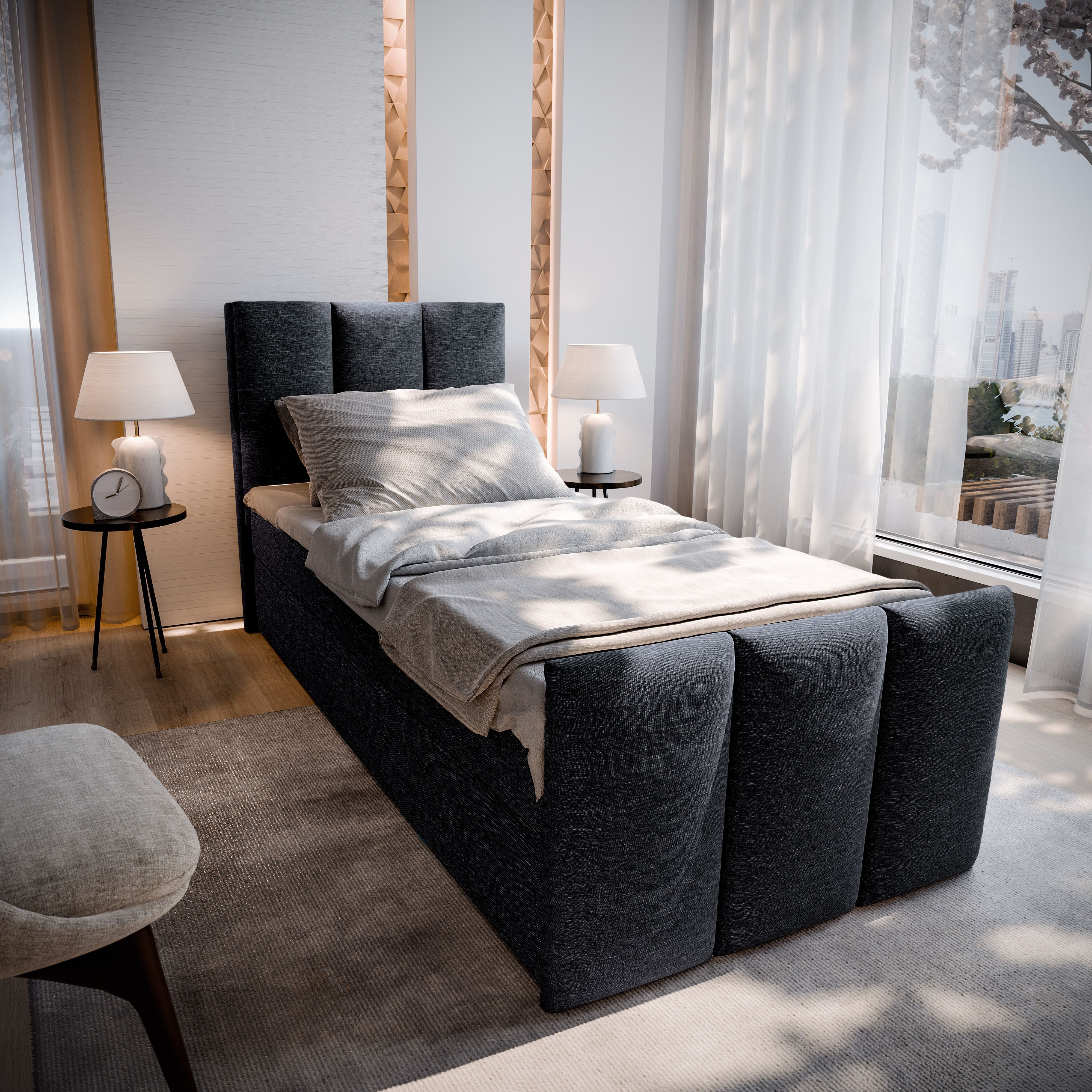 Masseno Boxbett LAGO 100x200 cm mit Bonell Matratze und Topper günstig online kaufen