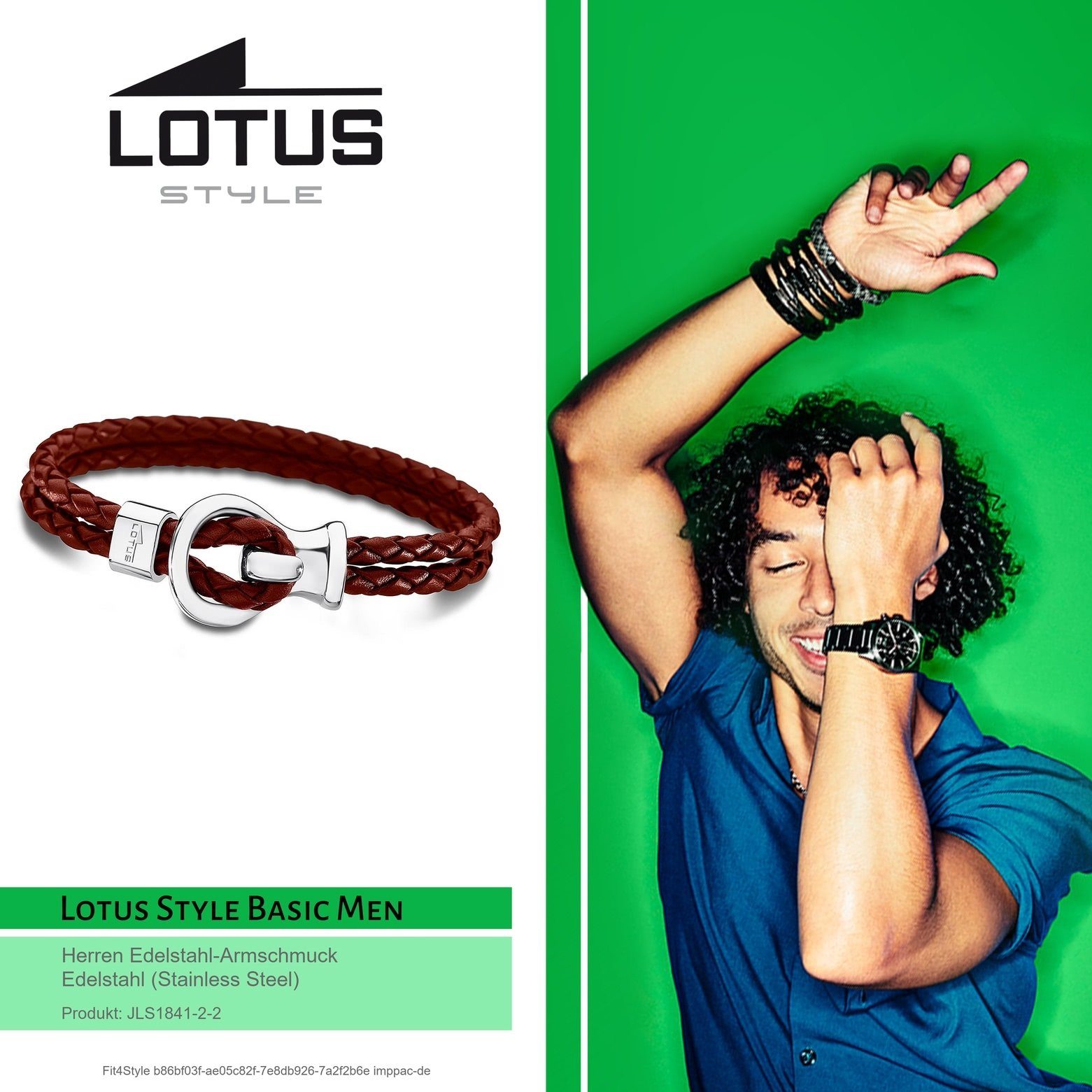 braun Armband Style Armbänder Style Lotus Herren Edelstahl Lotus (Stainless (Armband), für LS1841-2/2 Steel) Edelstahlarmband