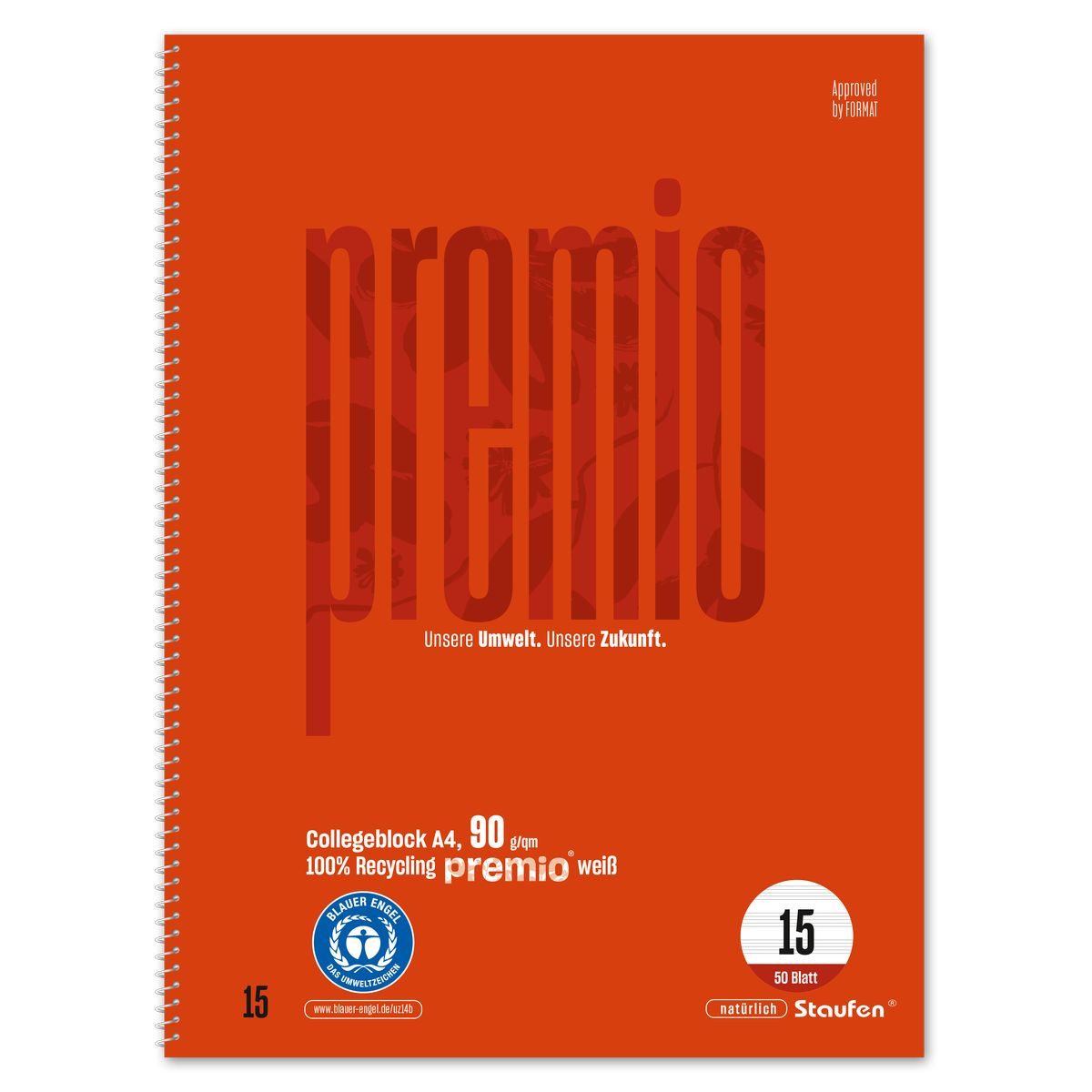 Staufen Collegeblock Staufen Collegeblock premio Lineatur 15 Notenlineatur 50 Blatt 90g/m²